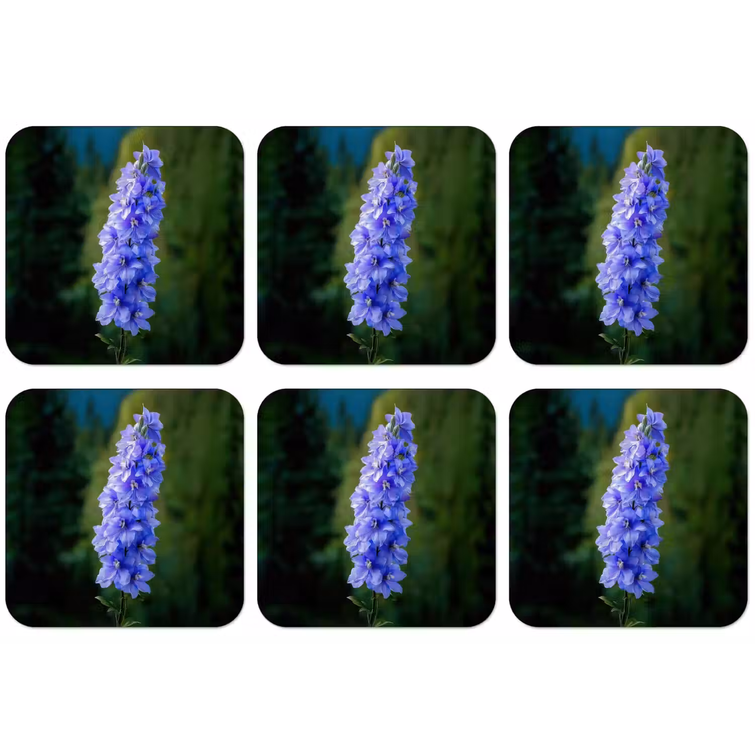 Bloemen - Blauw - Dennenboom onderzetter kurk middel -zkaufland3dotto
