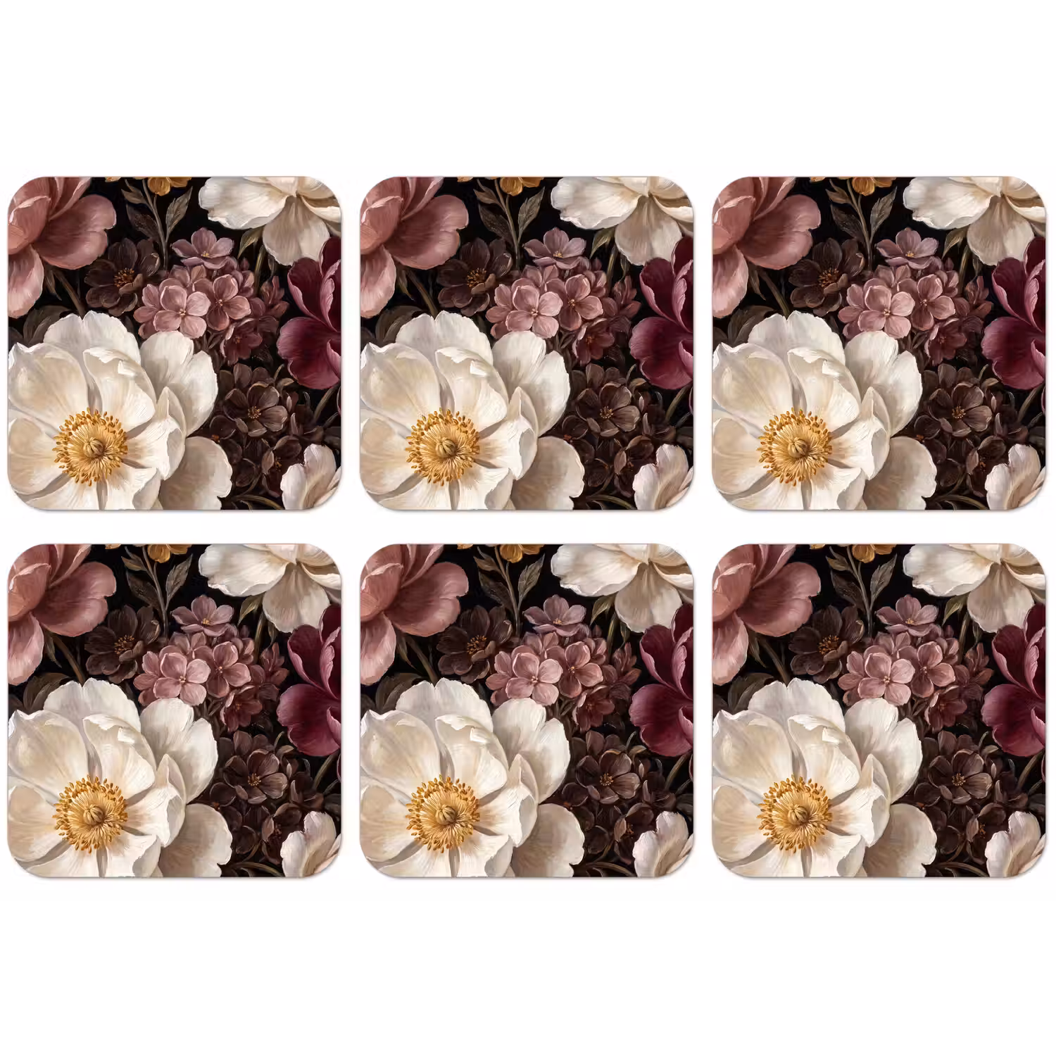 Bloemen - Boeket - Klassiek - Donker - Rood onderzetter kurk middel -zkaufland3dotto