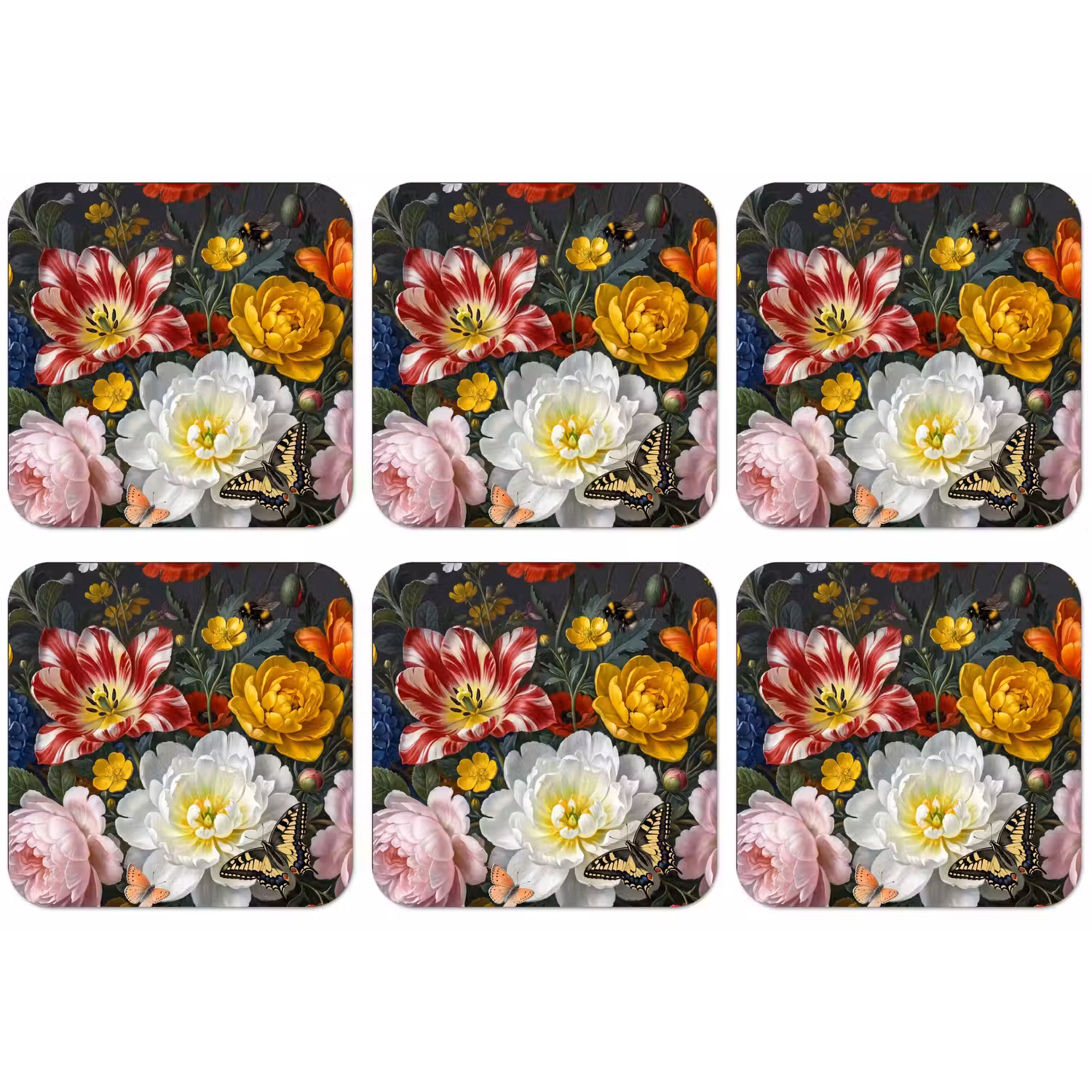 Bloemen - Boeket - Klassiek - Kleurrijk - Natuur onderzetter kurk middel -zkaufland3dotto