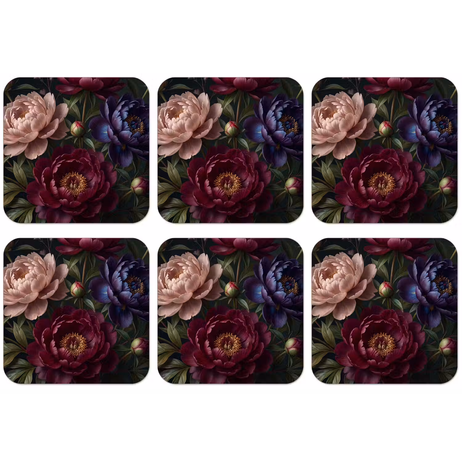 Bloemen - Boeket - Natuur - Modern - Donker onderzetter kurk middel -zkaufland3dotto