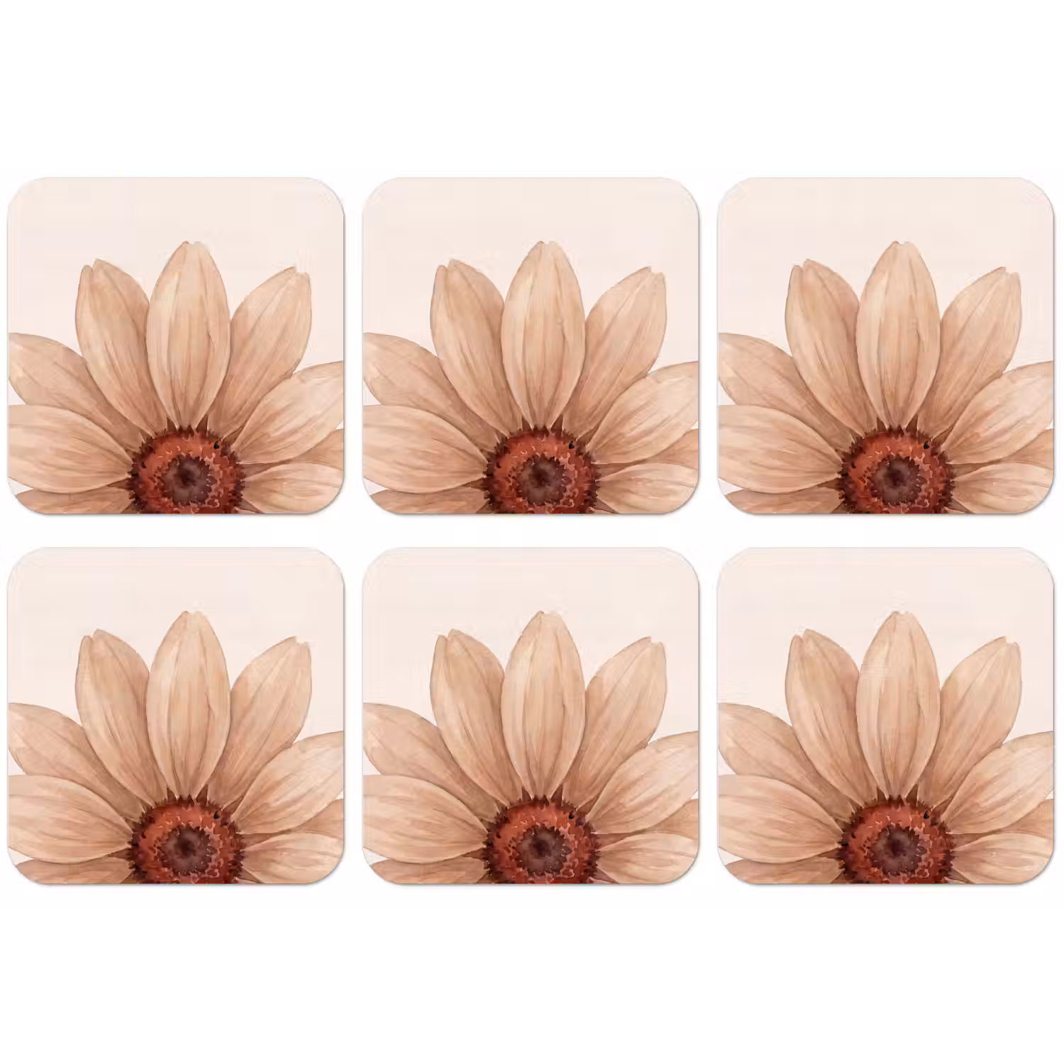 Bloemen - Bloemblad - Natuur - Aquarel - Beige onderzetter kurk middel -zkaufland3dotto