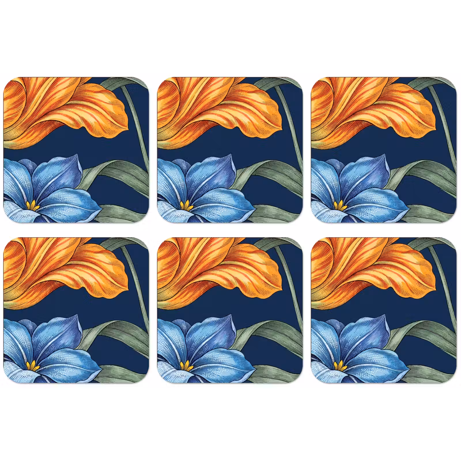 Untersetzer - Blumen – Botanik – Muster - Bloemen - Botanisch - Patroon onderzetter kurk middel