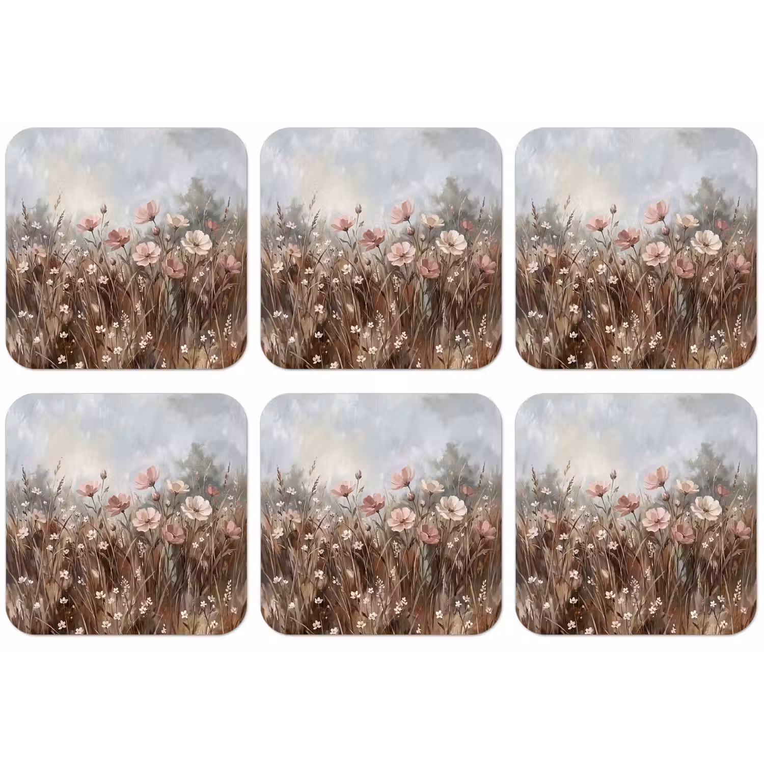Bloemen - Botanisch - Schilderij - Pastel - Rustiek onderzetter kurk middel -zkaufland3dotto