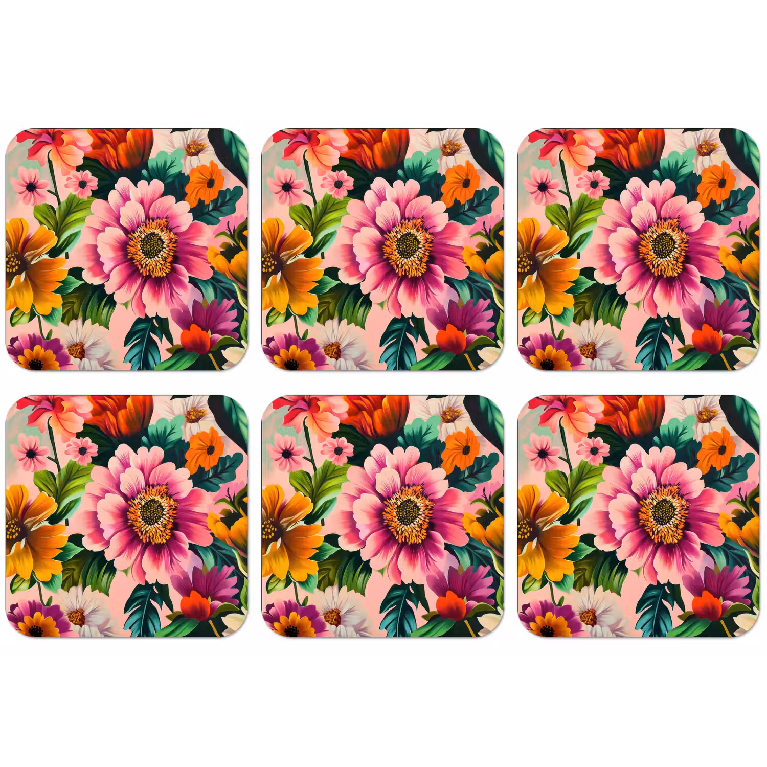 Bloemen - Kleurrijk - Roze onderzetter kurk middel -zkaufland3dotto