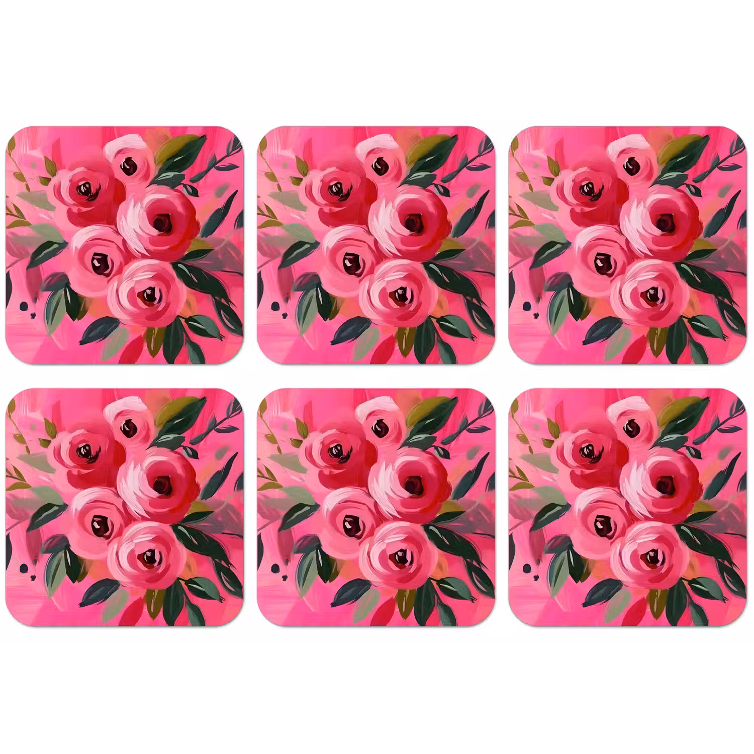 Bloemen - Verf - Roze onderzetter kurk middel -zkaufland3dotto