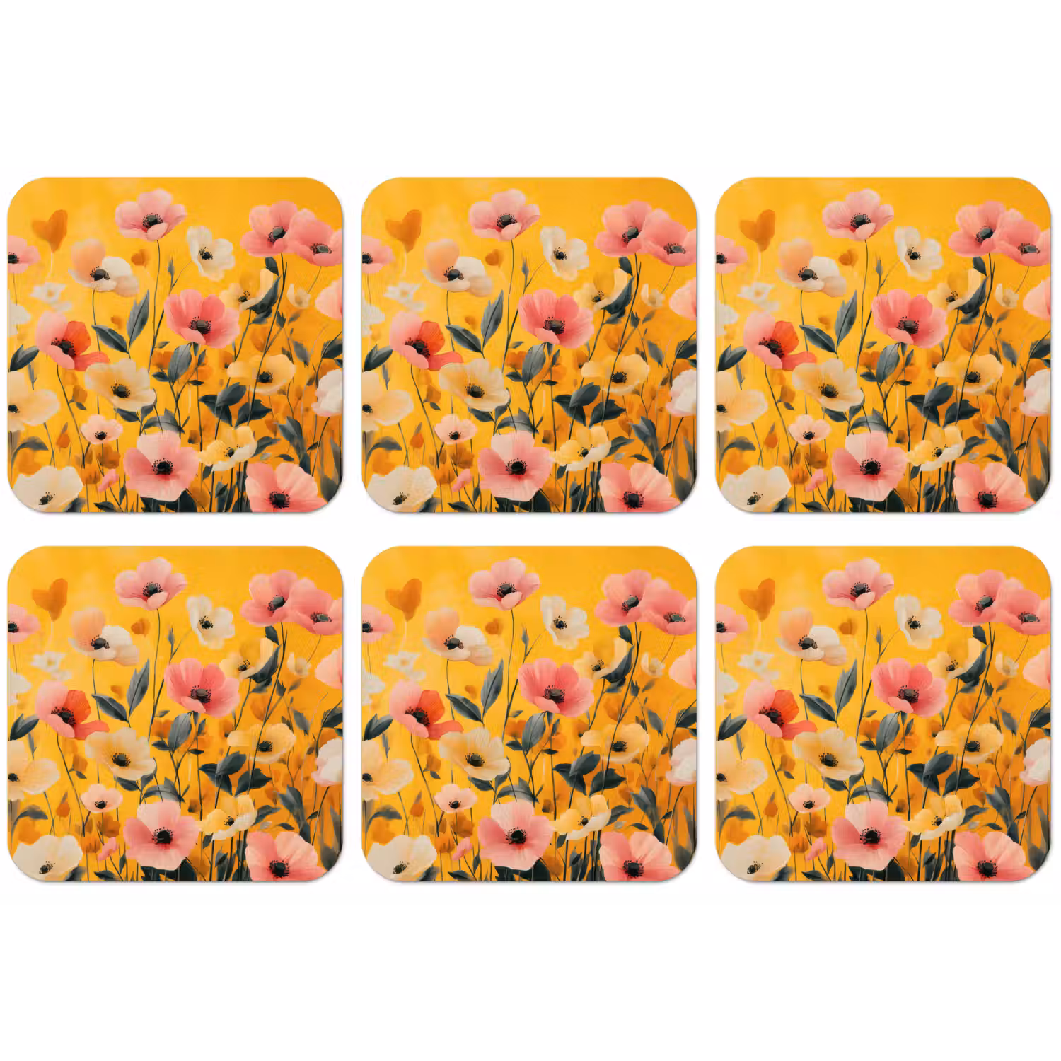 Bloemen - Veld - Geel onderzetter kurk middel -zkaufland3dotto