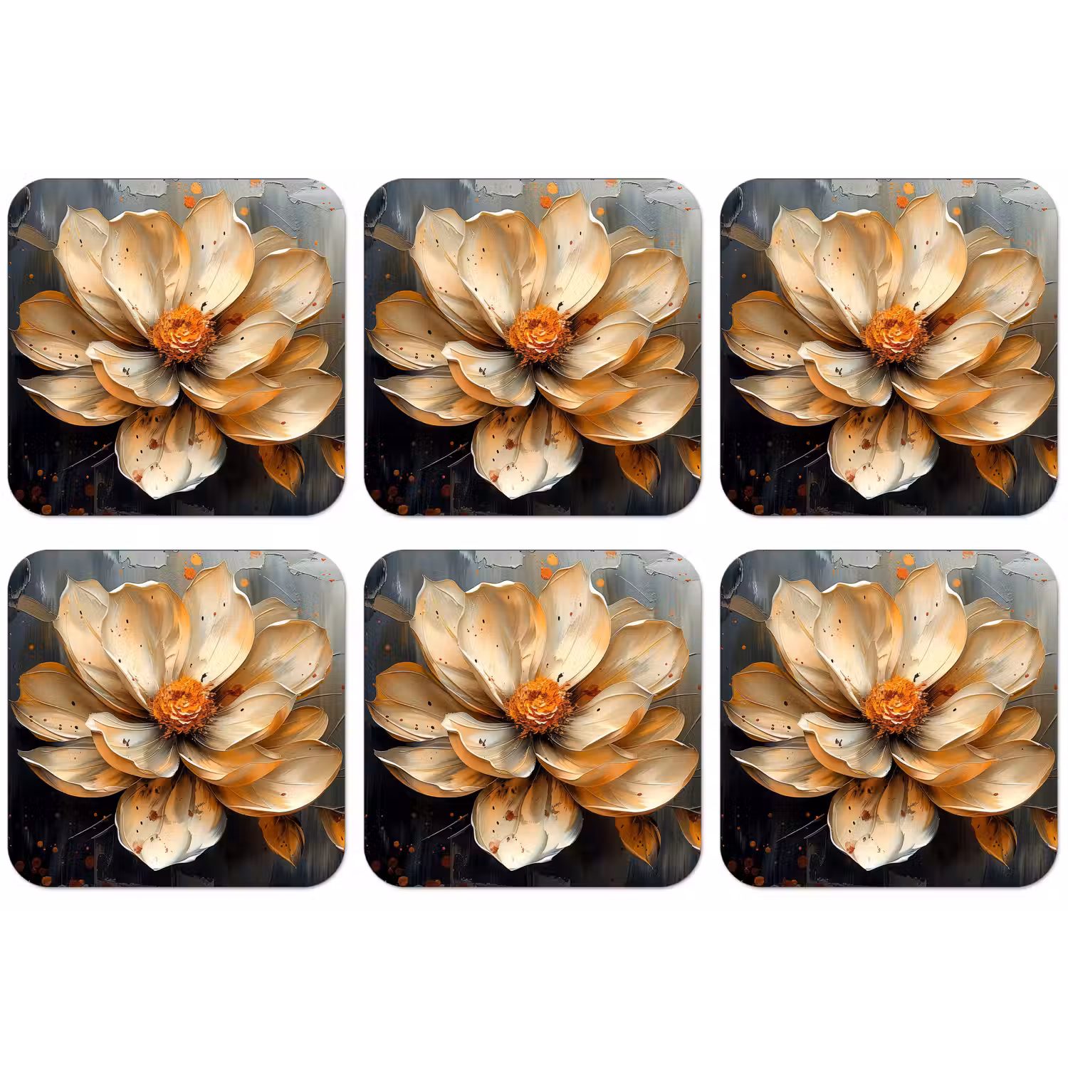 Bloemen - Goud - Kunst - Zwart - Modern onderzetter kurk middel -zkaufland3dotto