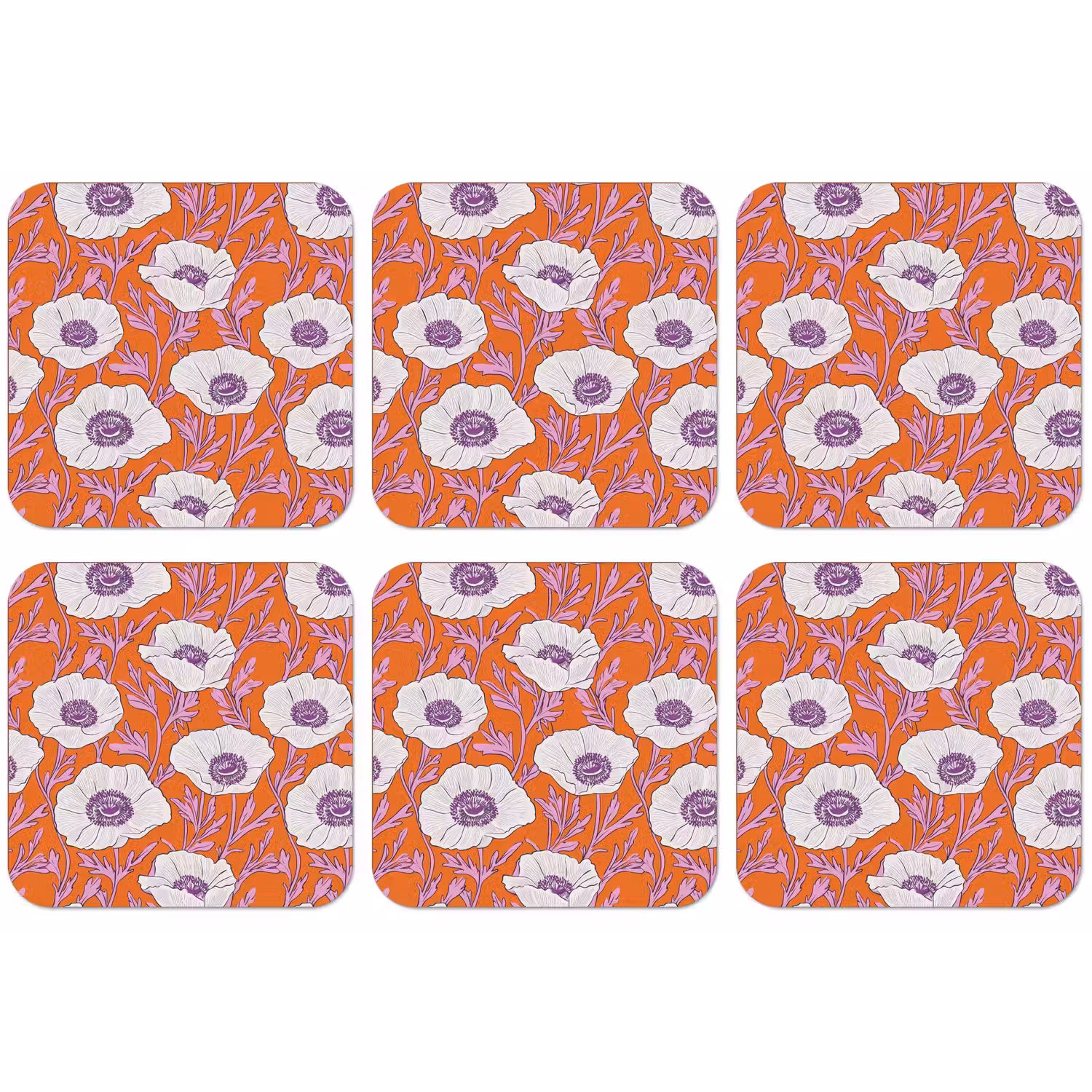 Bloemen - Grafisch - Oranje onderzetter kurk middel 366 -zkaufland3dotto