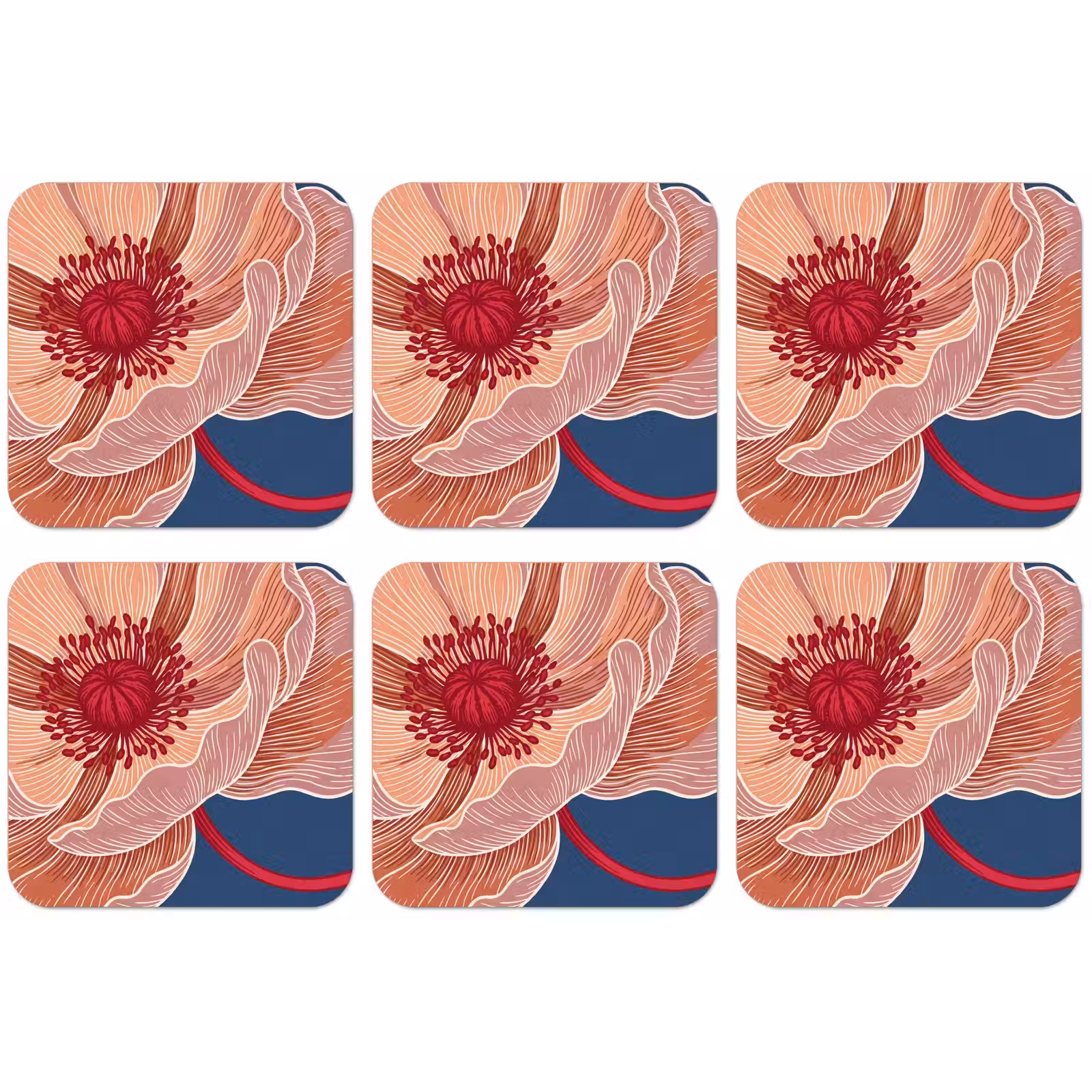 Untersetzer - Blumen – Modern – Abstrakt - Bloemen - Modern - Abstract onderzetter kurk middel