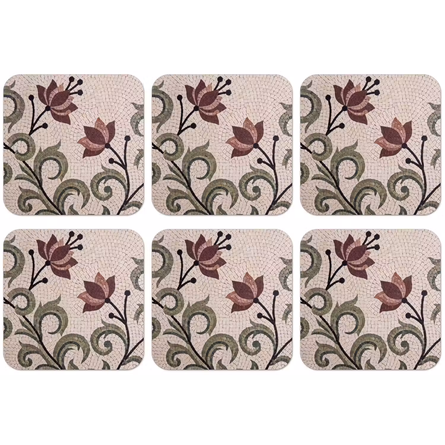 Bloemen - Mozaïek - Patroon - Abstract - Groen onderzetter kurk middel -zkaufland3dotto