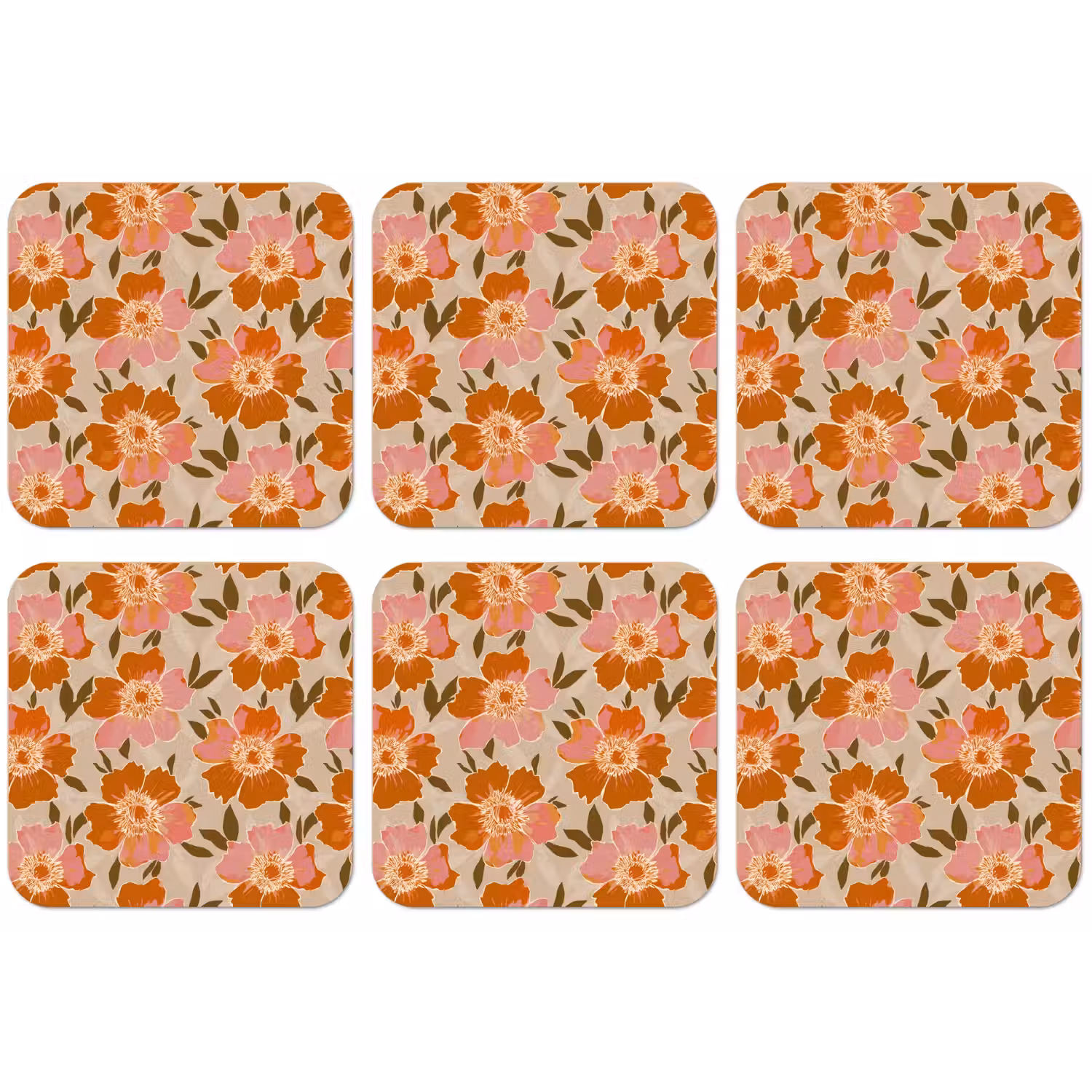 Bloemen - Motief - Retro onderzetter kurk middel 366 -zkaufland3dotto