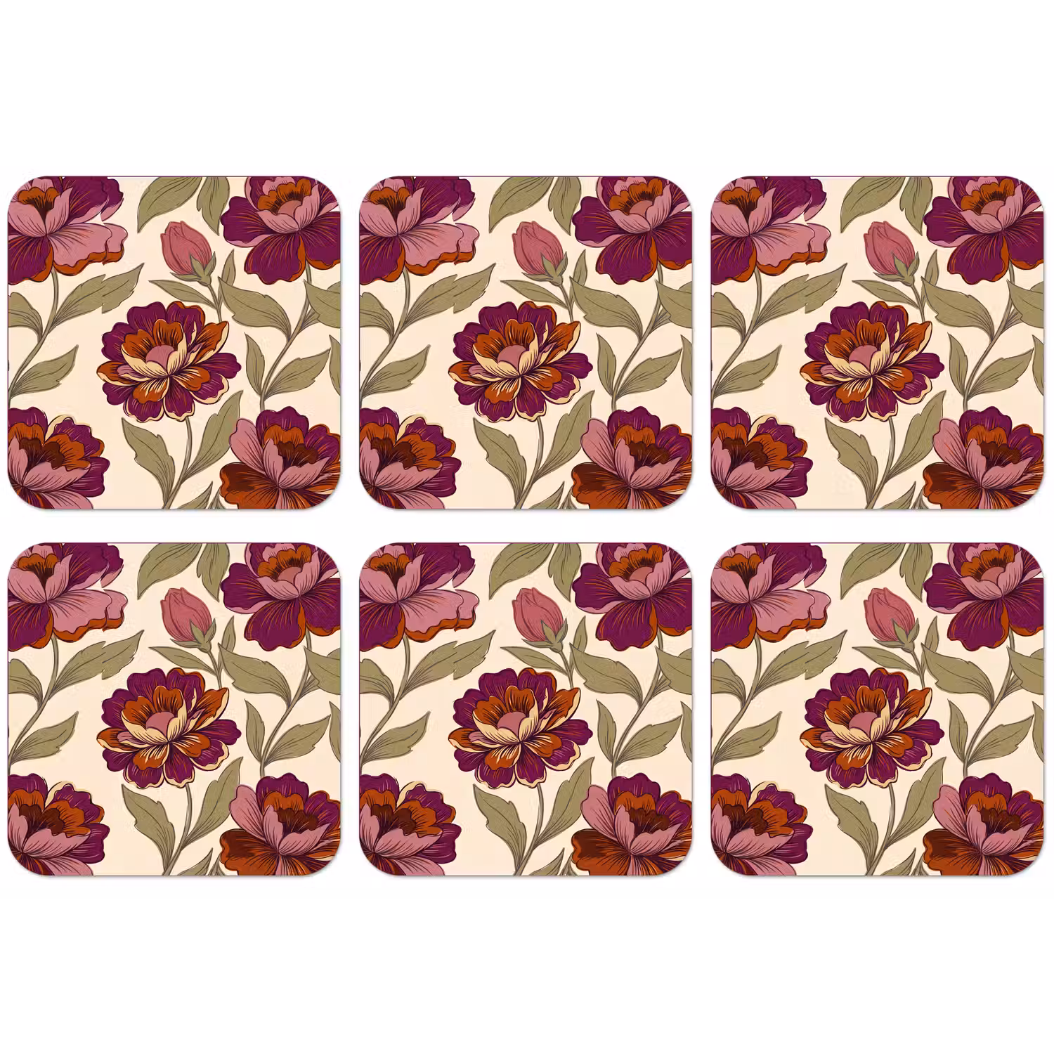 Bloemen - Patroon - Natuur - Modern - Paars onderzetter kurk middel -zkaufland3dotto