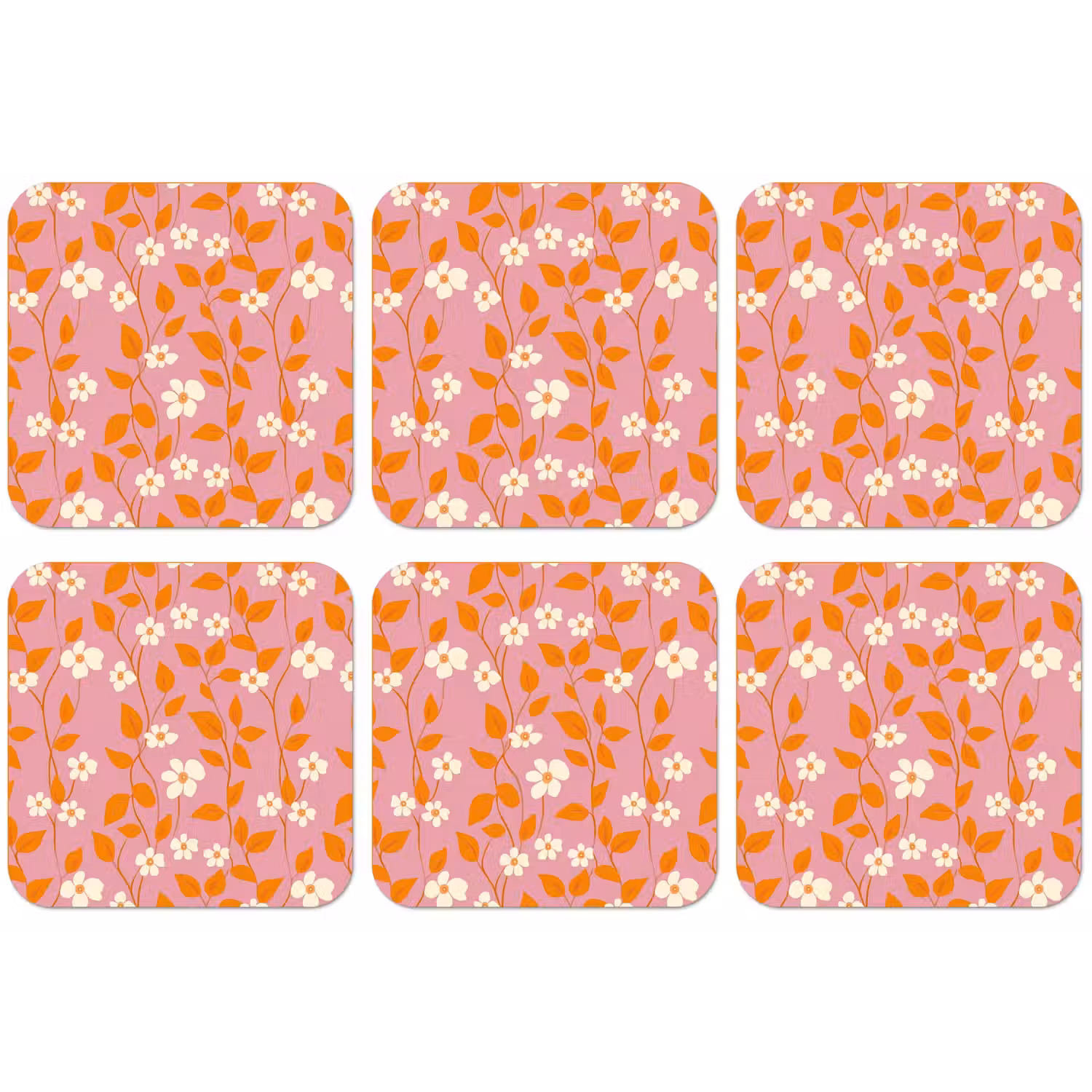 Bloemen - Patroon - Oranje onderzetter kurk middel 366 -zkaufland3dotto