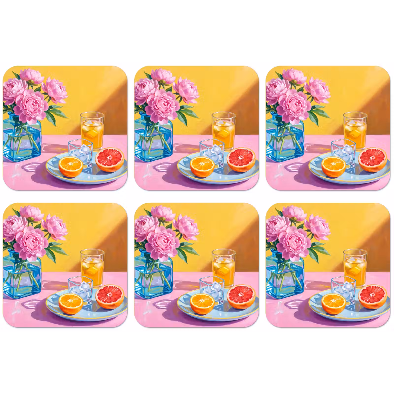 Untersetzer - Blumen – Rosa – Modern - Bloemen - Roze - Modern onderzetter kurk middel