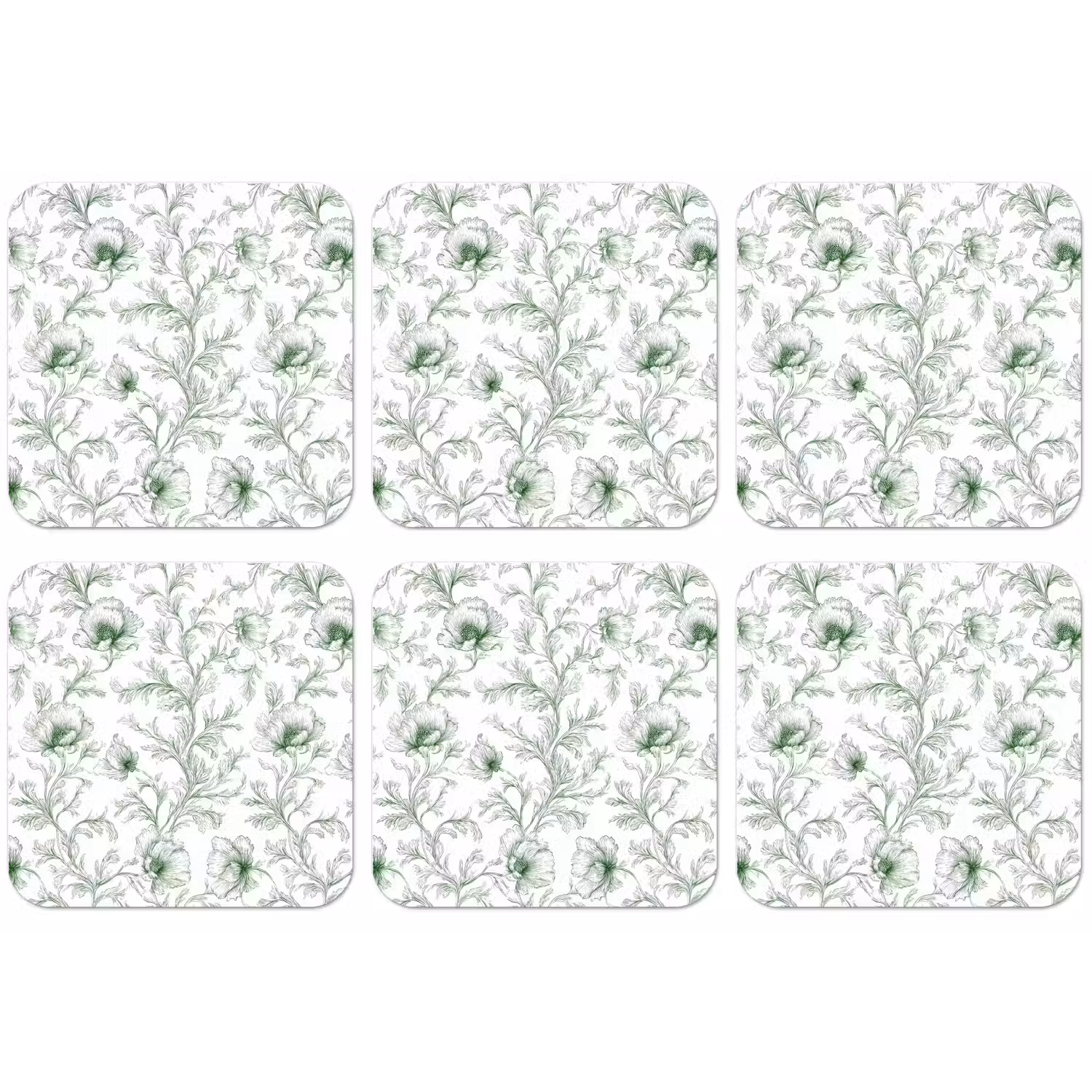 Bloemen - Getekend - Groen onderzetter kurk middel 366 -zkaufland3dotto