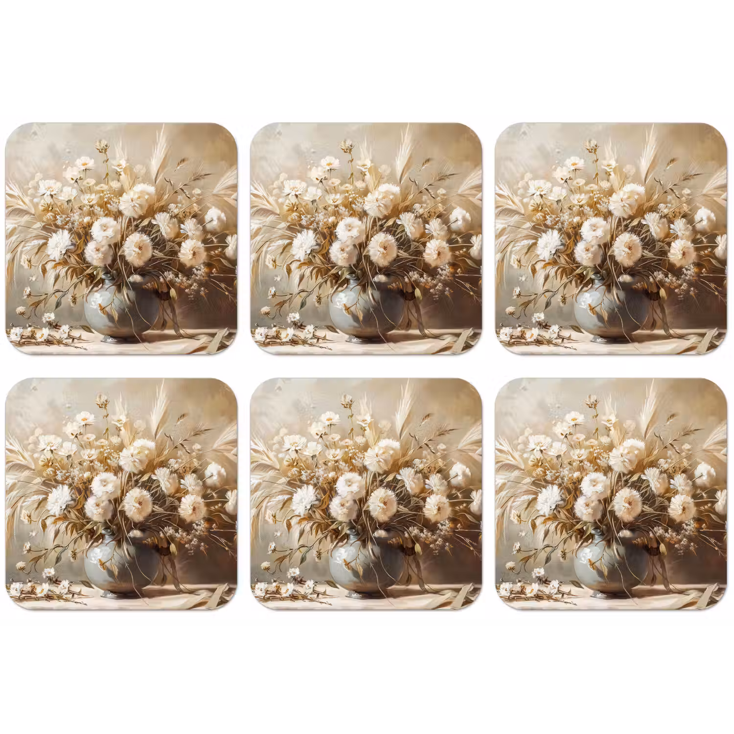 Bloemen - Vaas - Stilleven - Beige onderzetter kurk middel -zkaufland3dotto