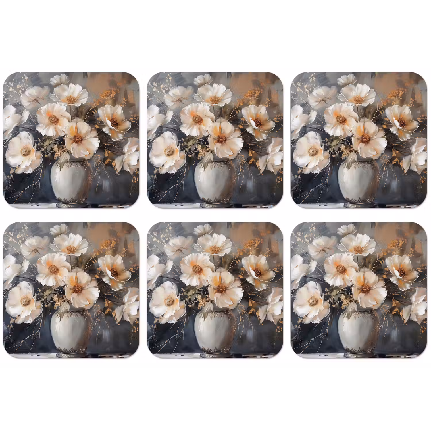 Bloemen - Wit - Vaas - Modern onderzetter kurk middel -zkaufland3dotto