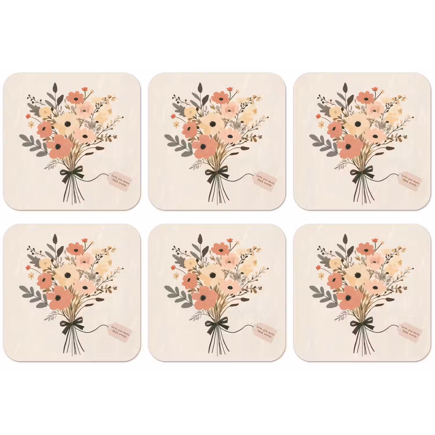 Bloemen - Quote - Beige - Lint onderzetter kurk middel -zkaufland3dotto