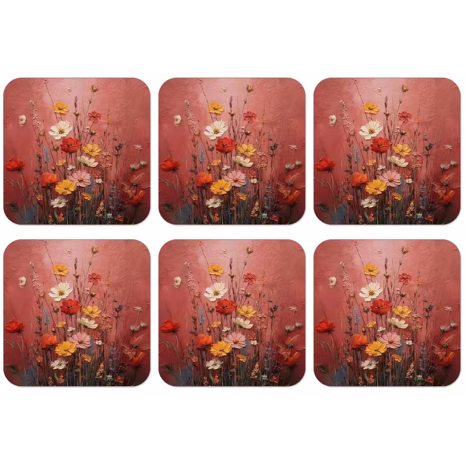 Bloemenboeket - Diepte - Tastbare textuur onderzetter kurk middel -zkaufland3dotto