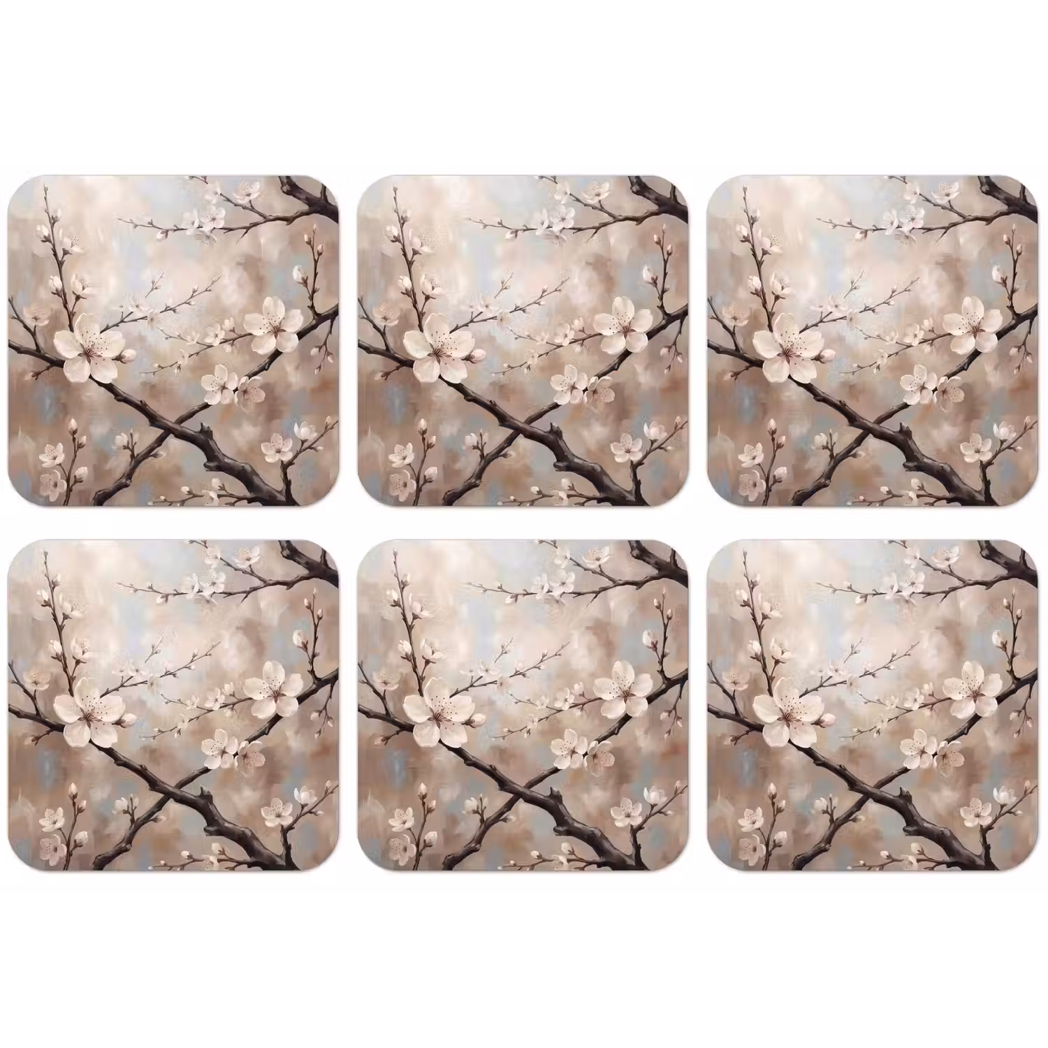 Bloesem - Takken - Schilderij - Beige - Serene onderzetter kurk middel -zkaufland3dotto