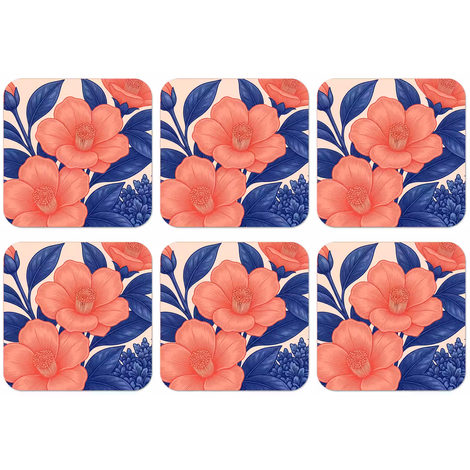 Untersetzer - Blüten – Blätter – Botanik - Bloemen - Bladeren - Botanisch onderzetter kurk middel