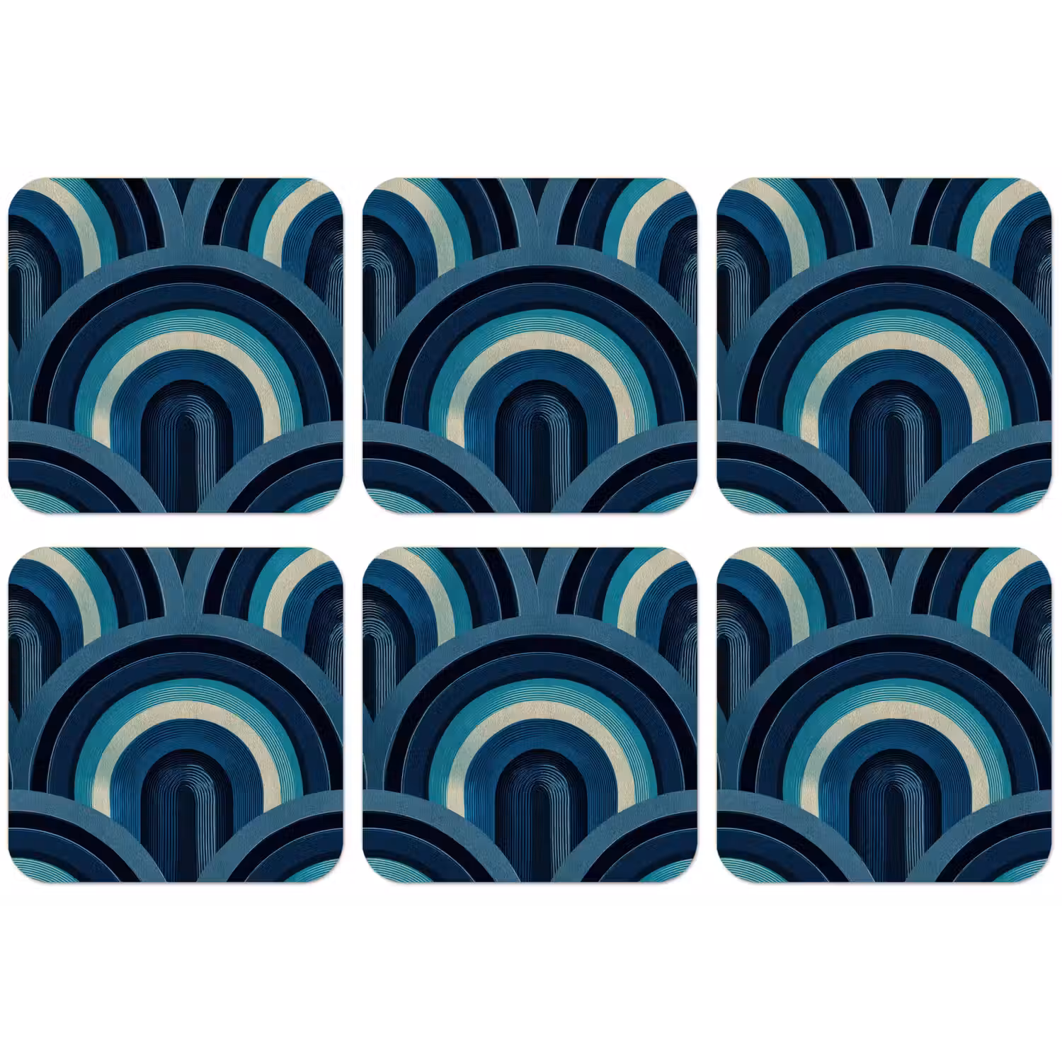 Bogen - Geometrisch - Patroon - Blauw - Retro onderzetter kurk middel 366 -zkaufland3dotto