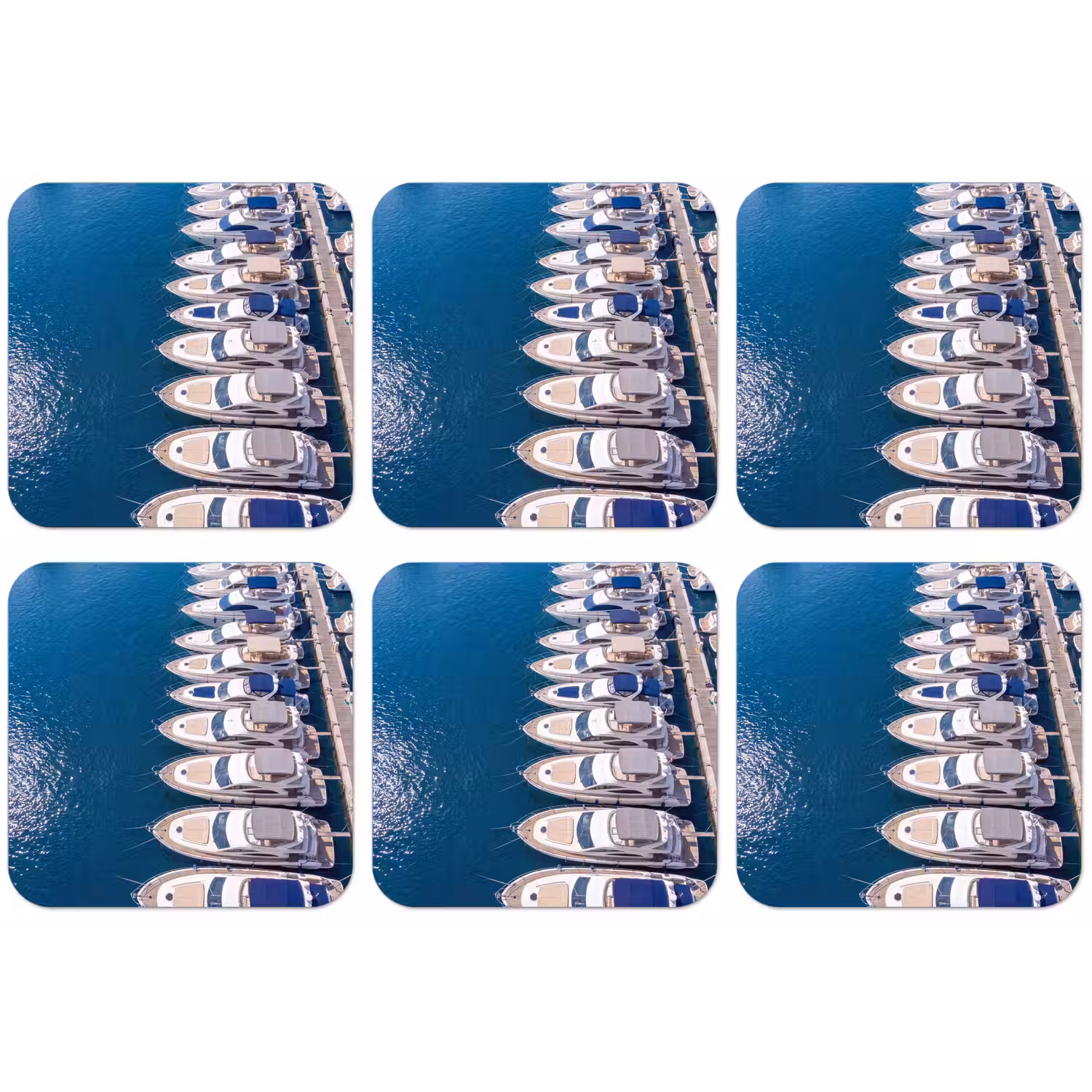 Boot - Jachthaven - Water - Zomer - Blauw onderzetter kurk middel -zkaufland3dotto