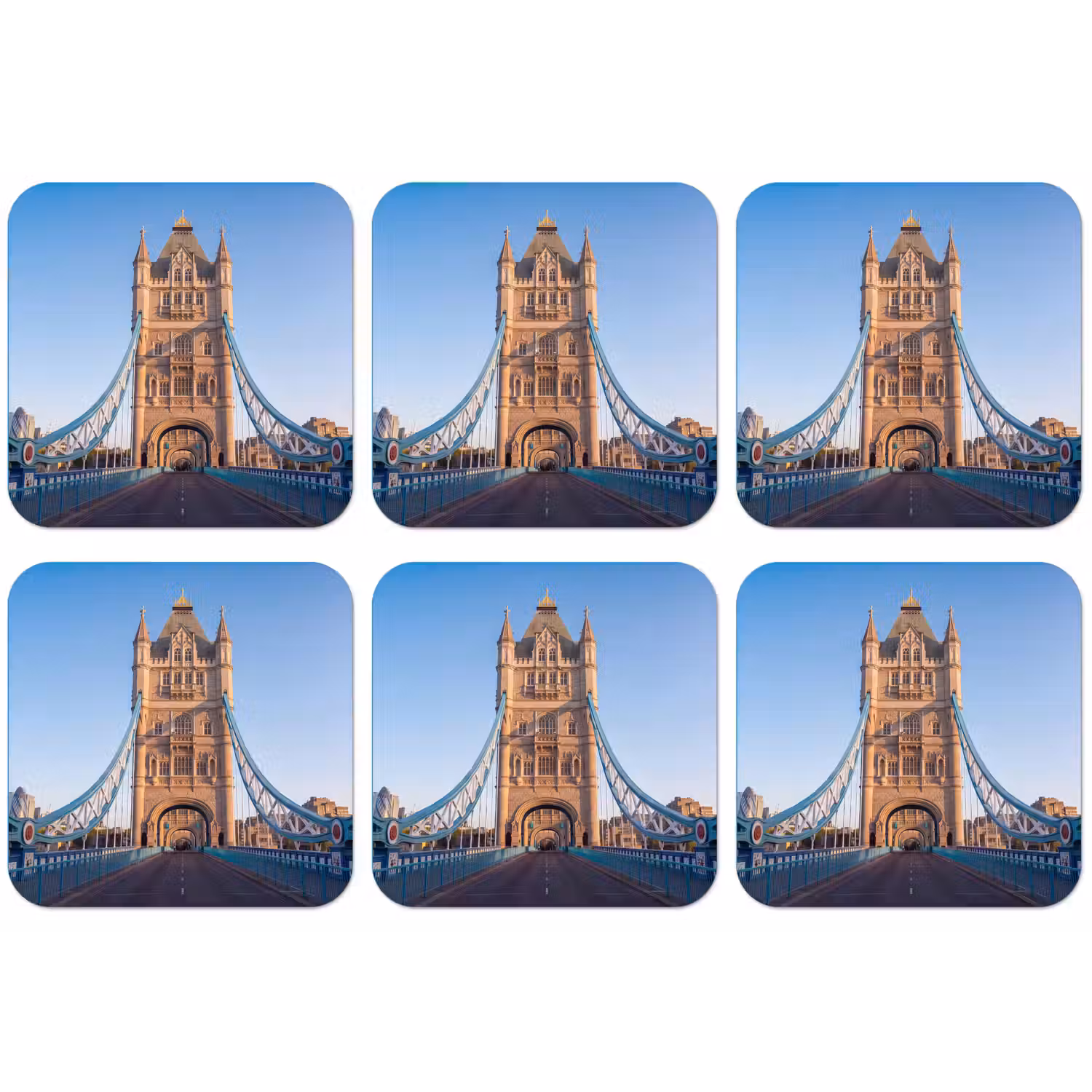 Brug - Toren - Architectuur - Klassiek - Blauw onderzetter kurk middel -zkaufland3dotto