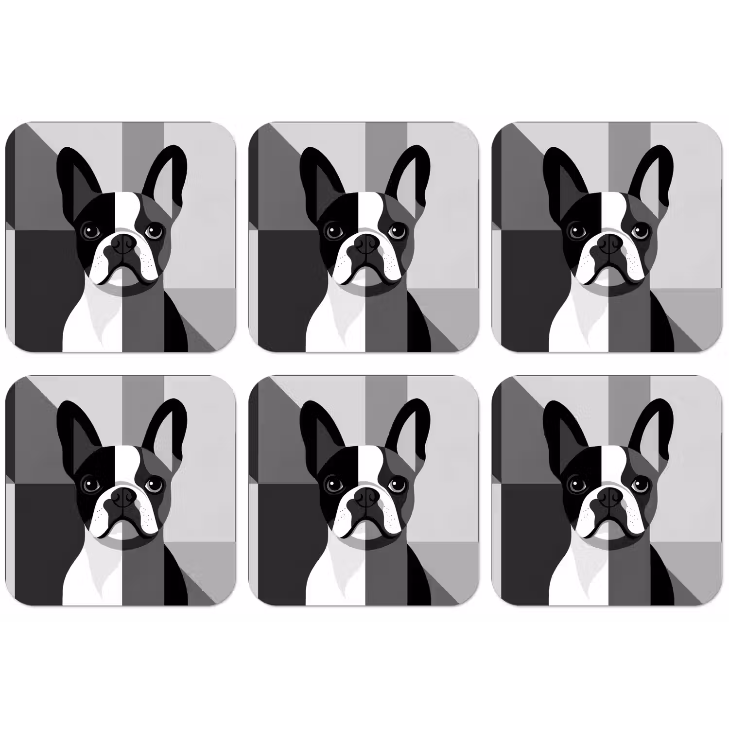Buldog - Zwart - Abstract - Vlakken onderzetter kurk middel -zkaufland3dotto