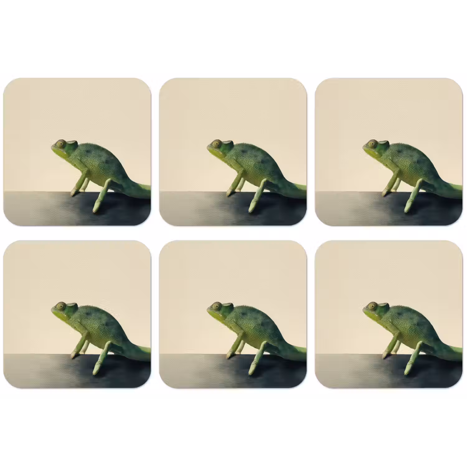 Kameleon - Groen - Minimalistisch onderzetter kurk middel -zkaufland3dotto