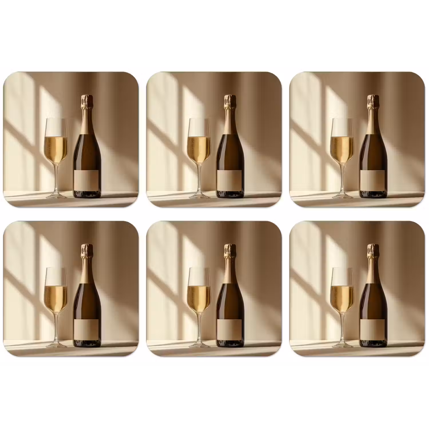 Champagne - Beige - Schaduw - Bubbels onderzetter kurk middel -zkaufland3dotto