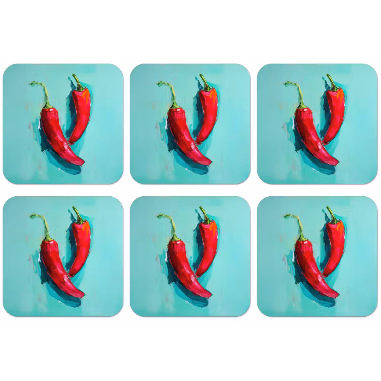 Chilipepers - Geverfd - Rood onderzetter kurk middel -zkaufland3dotto