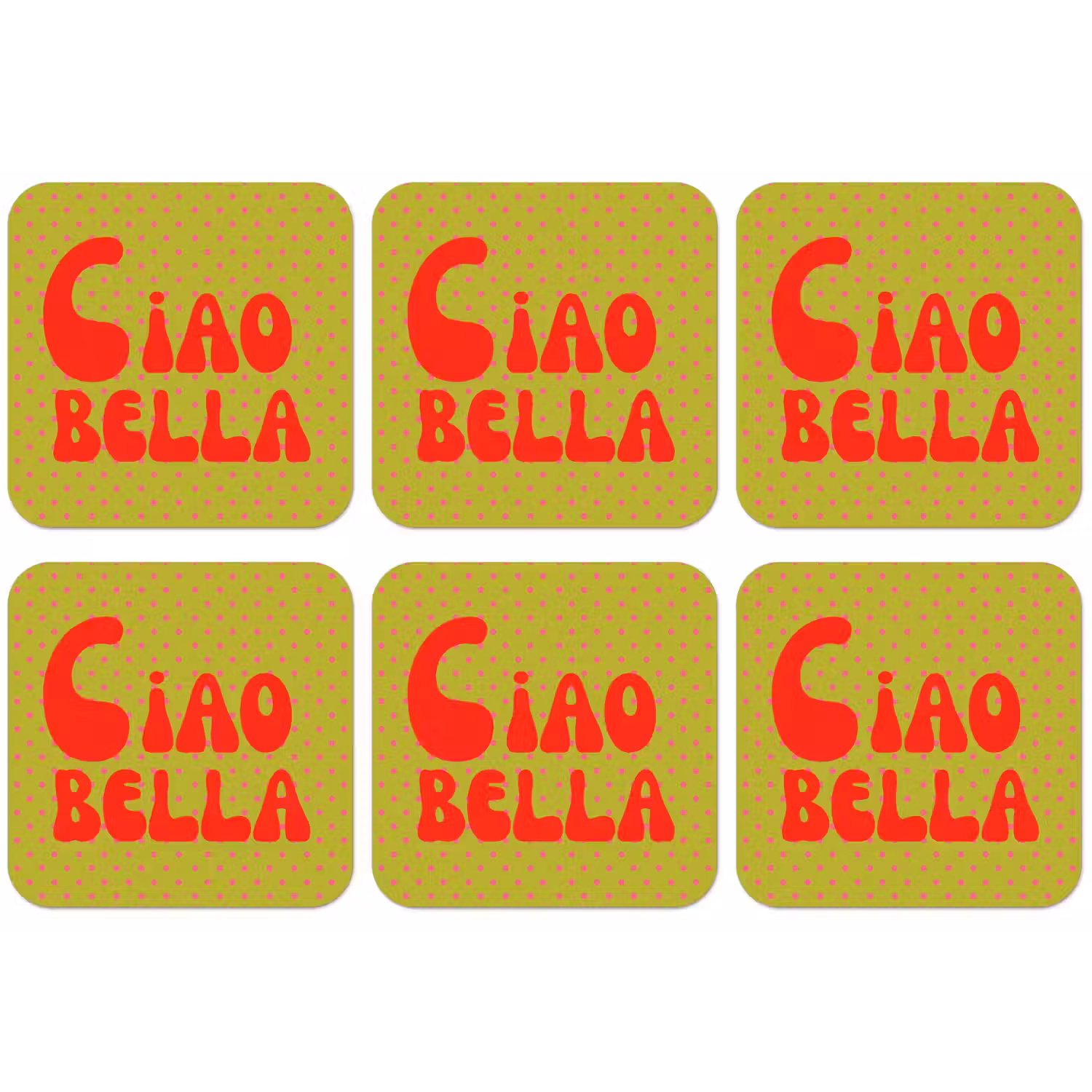 Ciao bella - Rood - Groen - Stippen onderzetter kurk middel -zkaufland3dotto
