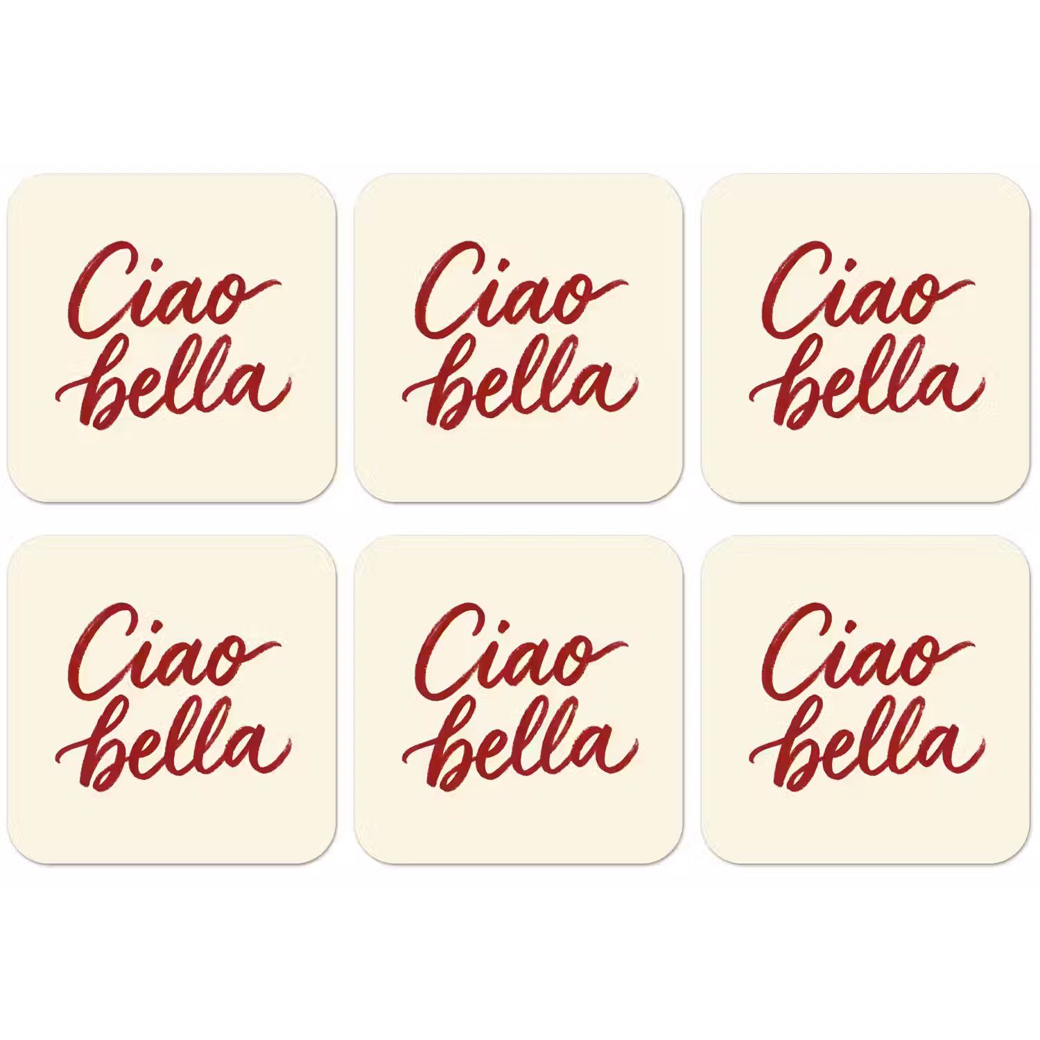 Ciao bella - Rood - Wit - Minimalistisch onderzetter kurk middel -zkaufland3dotto