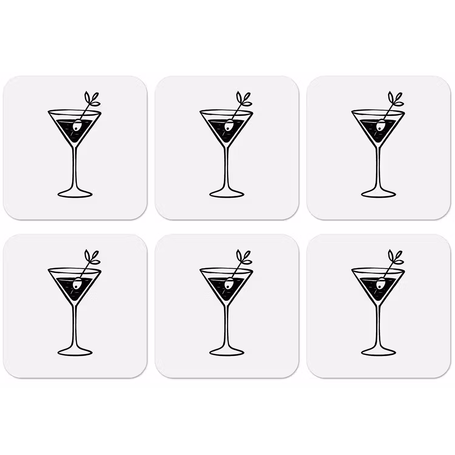 Cocktail - Glas - Olijf - Minimalistisch onderzetter kurk middel -zkaufland3dotto