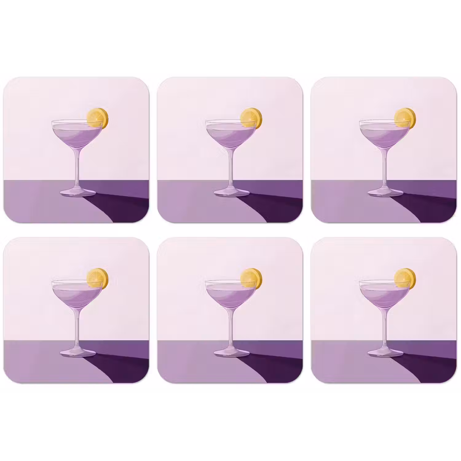 Cocktail - Paars - Minimalistisch - Citroen onderzetter kurk middel -zkaufland3dotto