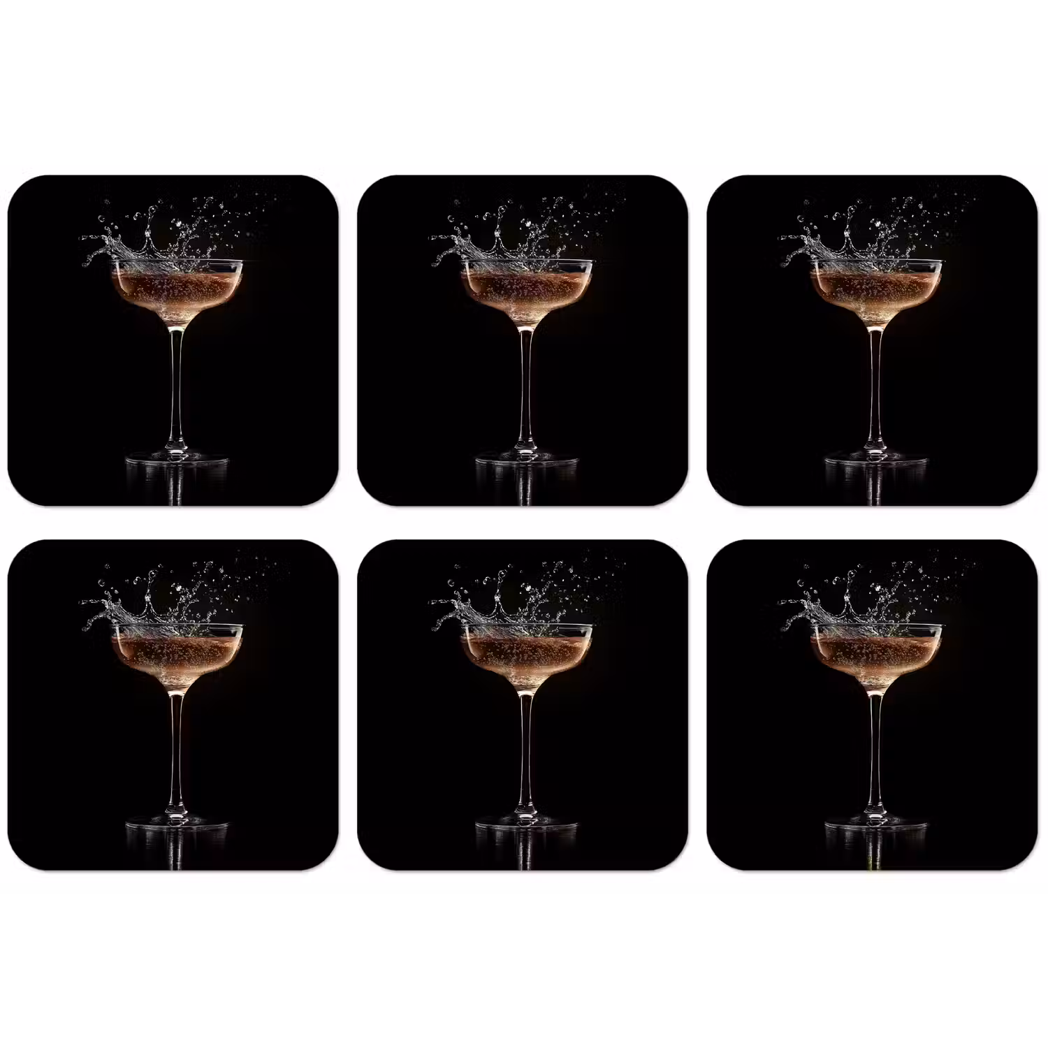Cocktail - Zwart - Spetters - Glas onderzetter kurk middel -zkaufland3dotto