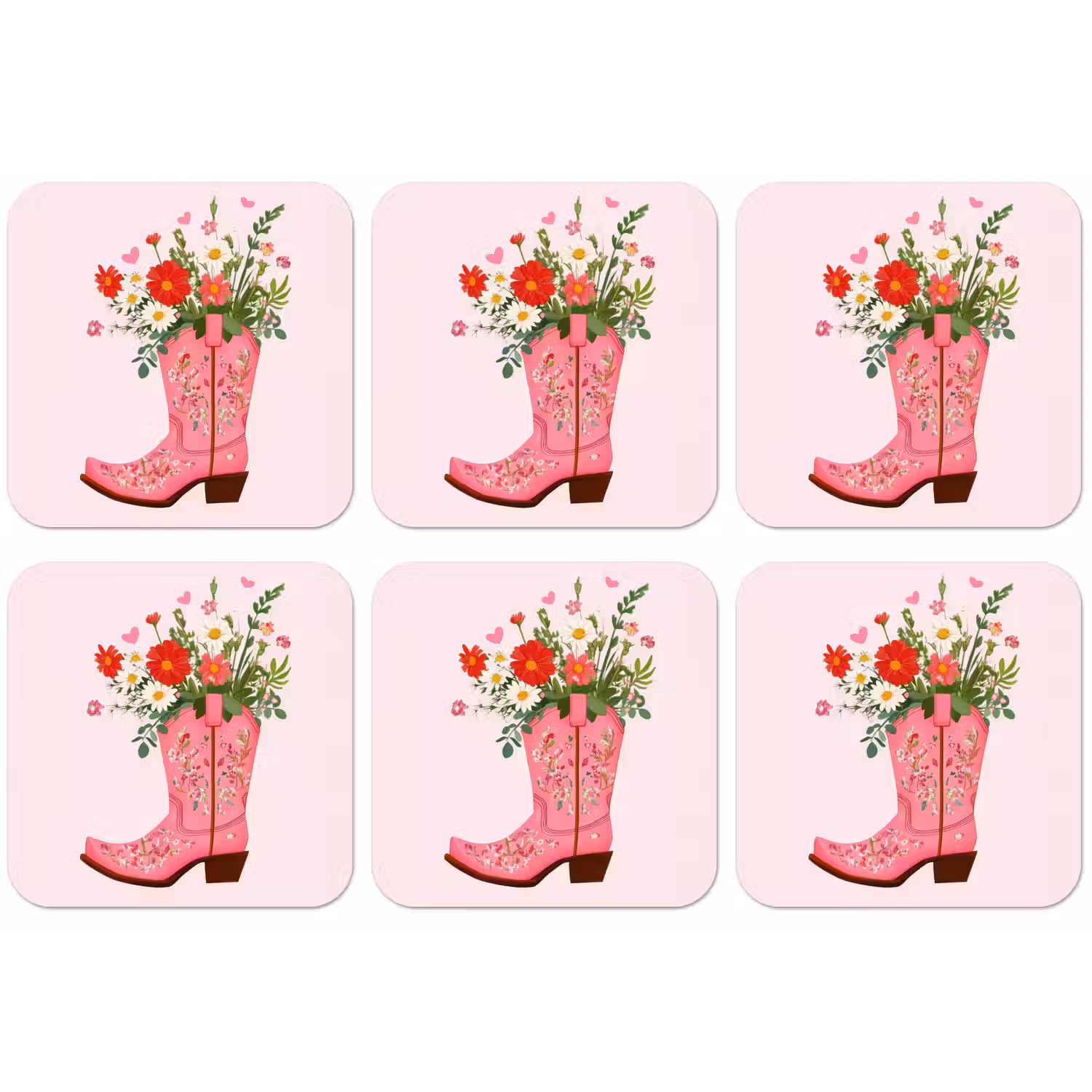 Cowboylaarzen - Roze - Boeket - Bloemen onderzetter kurk middel -zkaufland3dotto