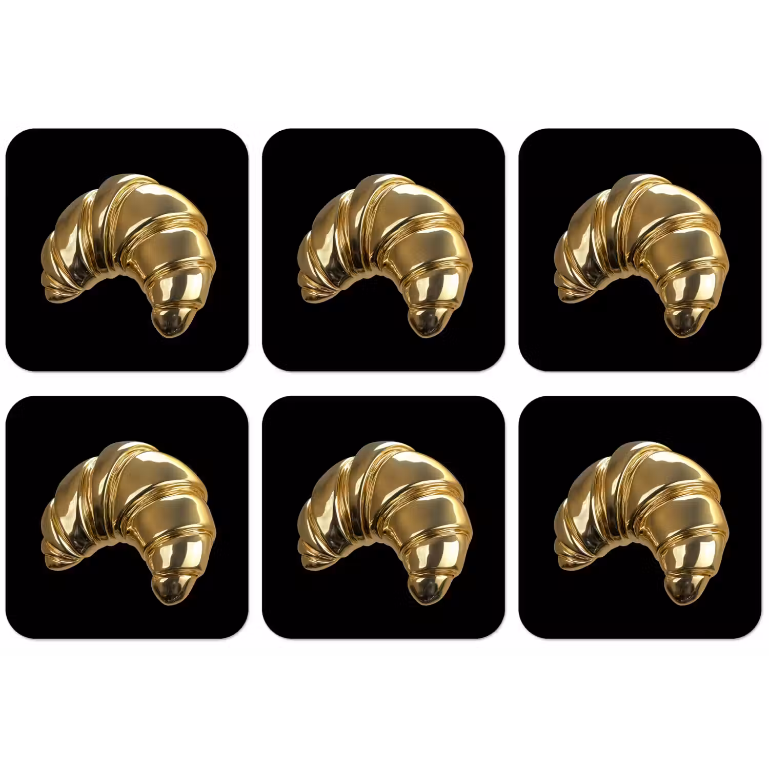 Croissant - Brood - Goud - Zwart onderzetter kurk middel -zkaufland3dotto