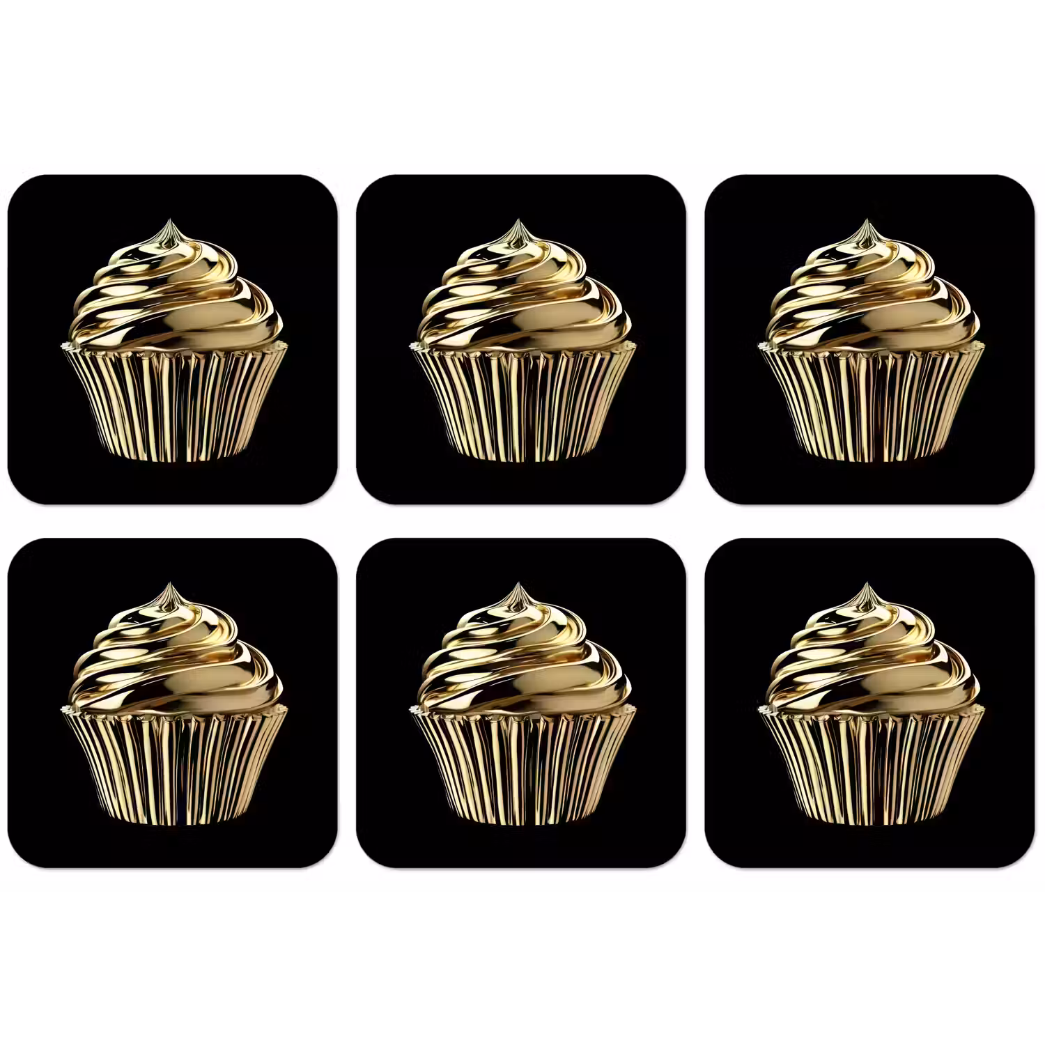 Cupcake - Eten - Goud - Zwart onderzetter kurk middel -zkaufland3dotto