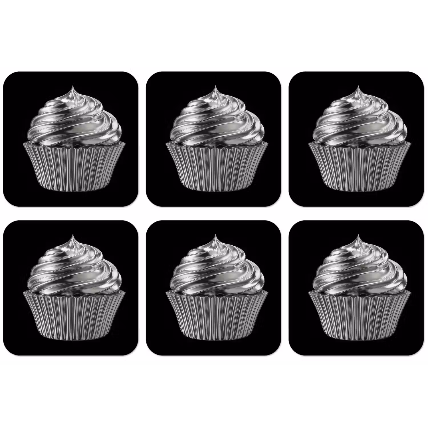Cupcake - Luxueus - Zilver onderzetter kurk middel -zkaufland3dotto