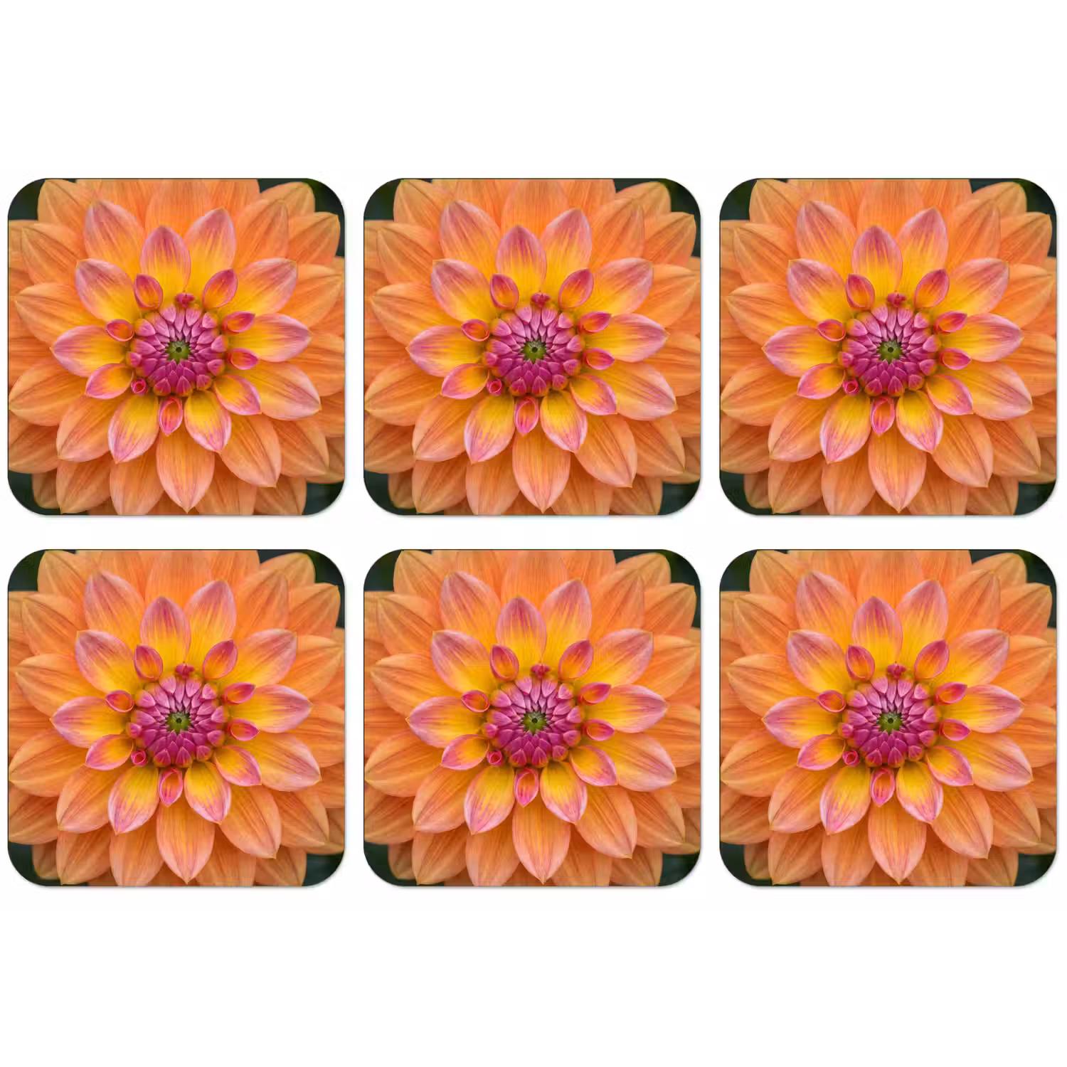 Dahlia - Bloem - Oranje onderzetter kurk middel -zkaufland3dotto