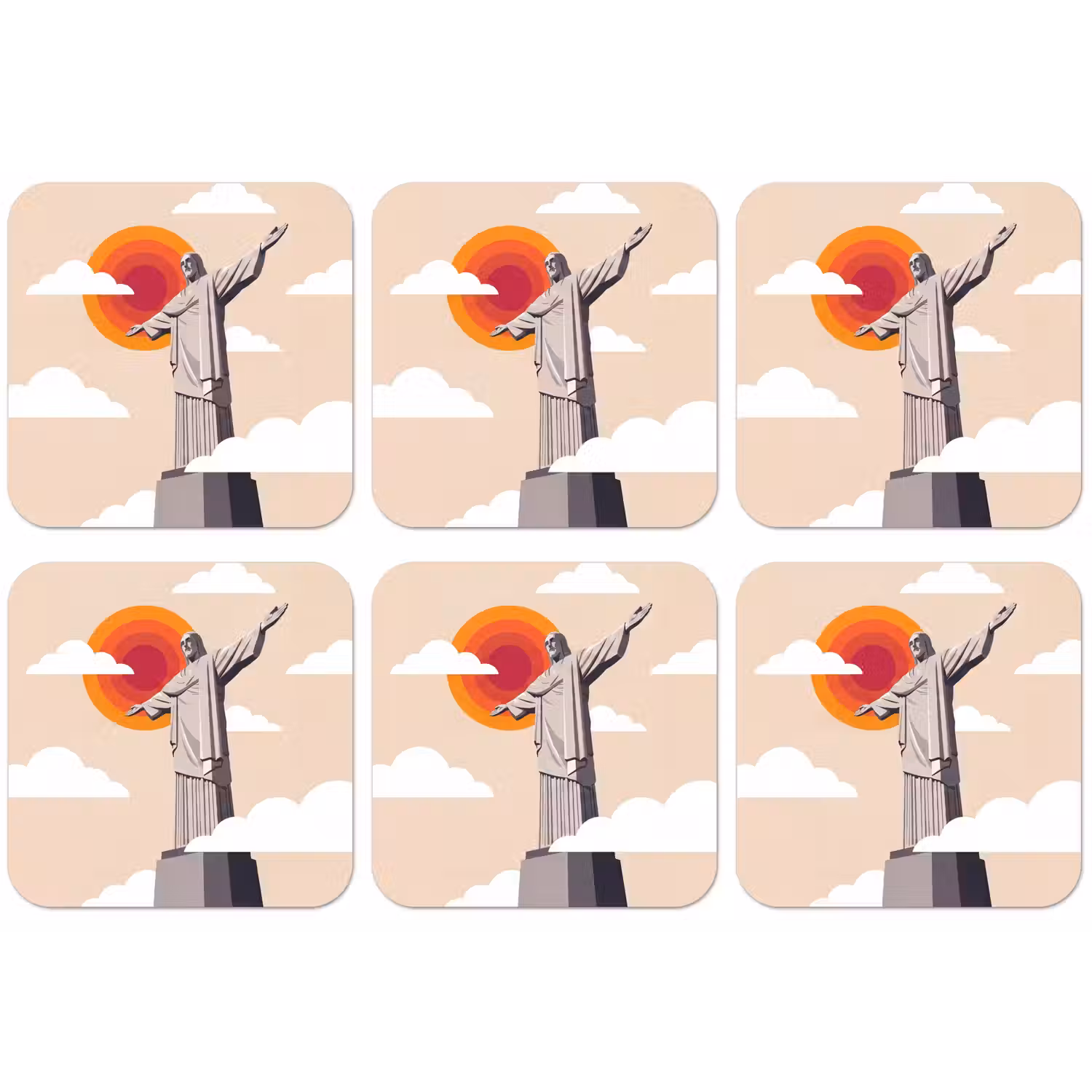 Monument - Stad - Zonsondergang - Minimalistisch - Oranje onderzetter kurk middel -zkaufland3dotto