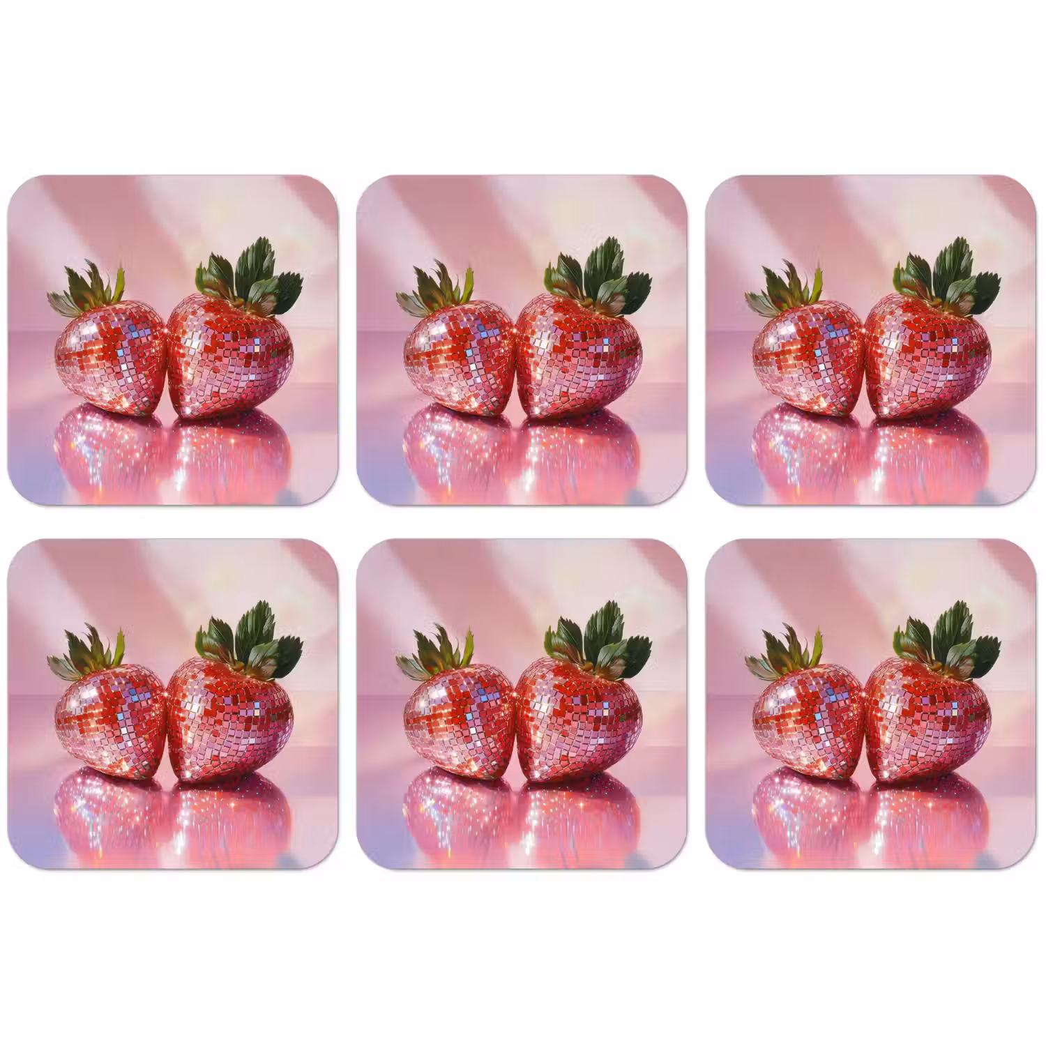 Disco - Fruit - Glitter - Strawberry onderzetter kurk middel -zkaufland3dotto
