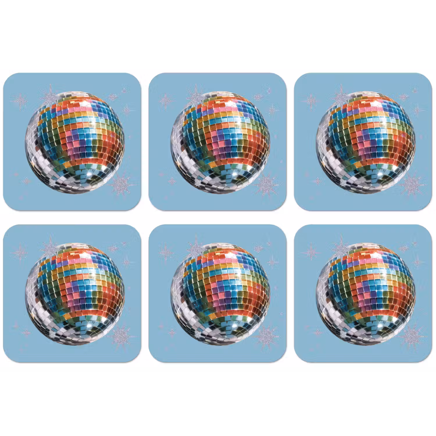 Discobal - Glinsterende sterren - Regenboog onderzetter kurk middel -zkaufland3dotto