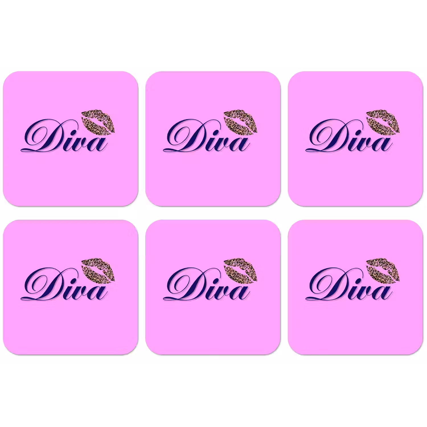 Diva - Lip - Panterprint - Roze onderzetter kurk middel -zkaufland3dotto