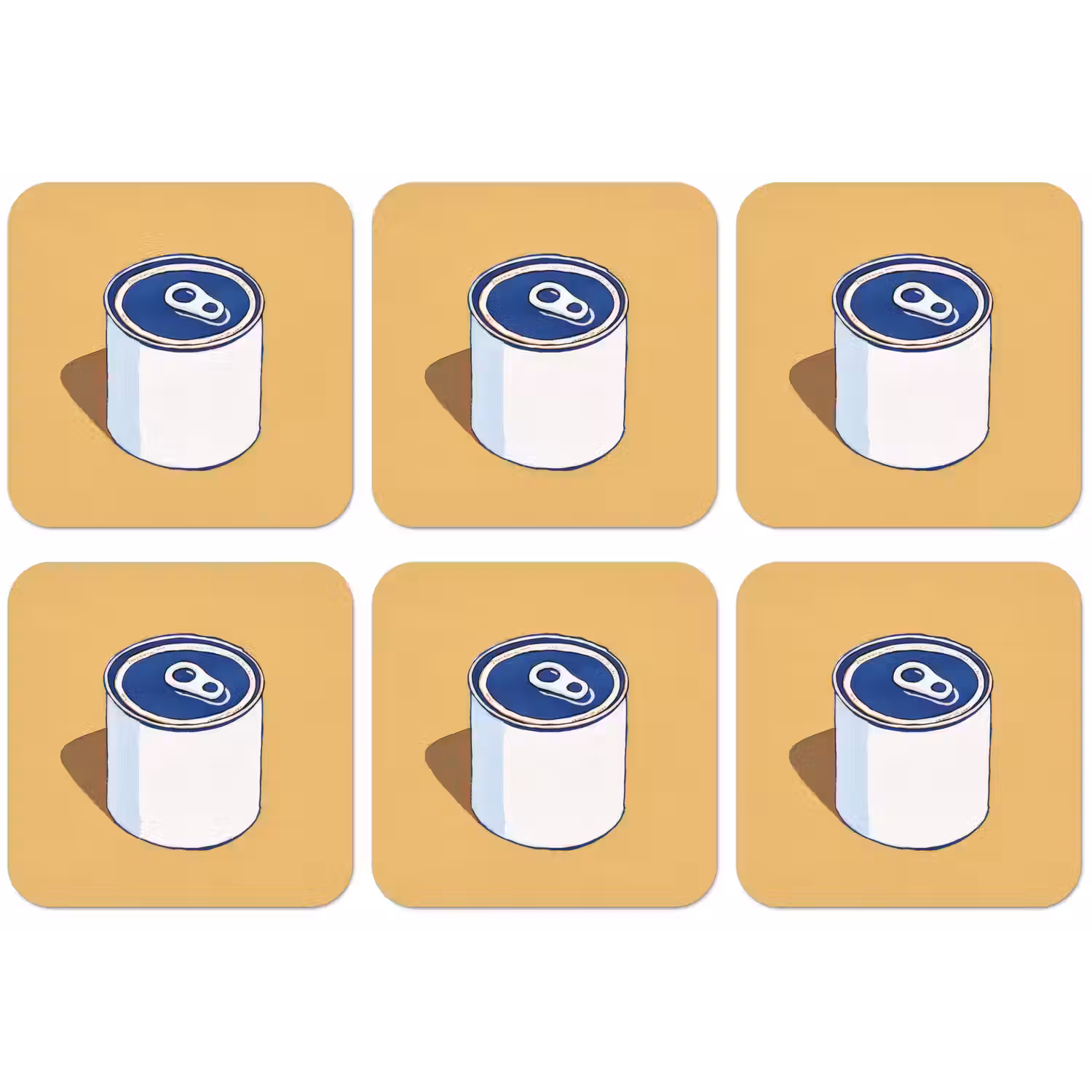 Blikje - Minimalistisch - Blauw - Illustratie onderzetter kurk middel -zkaufland3dotto