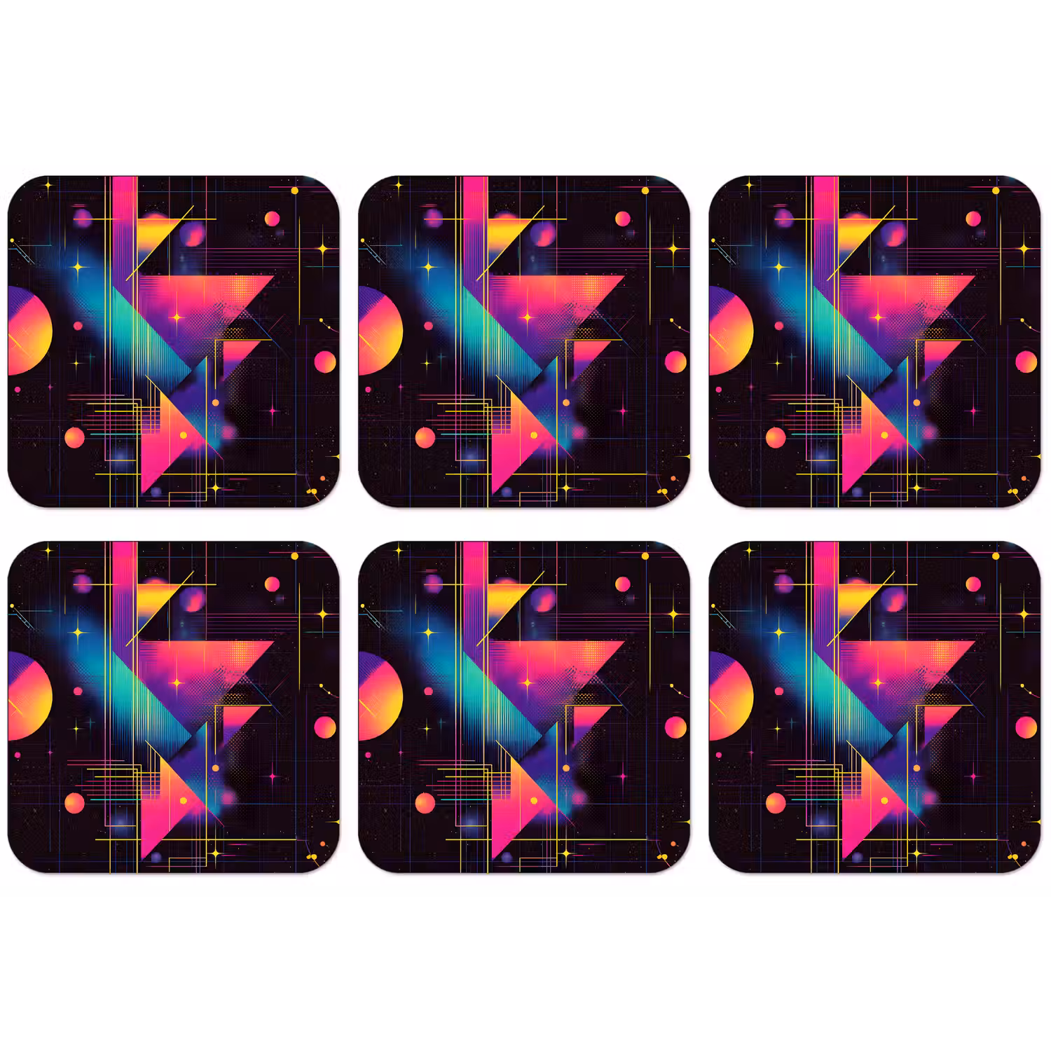 Driehoeken - Cirkels - Abstract - Sterren onderzetter kurk middel -zkaufland3dotto