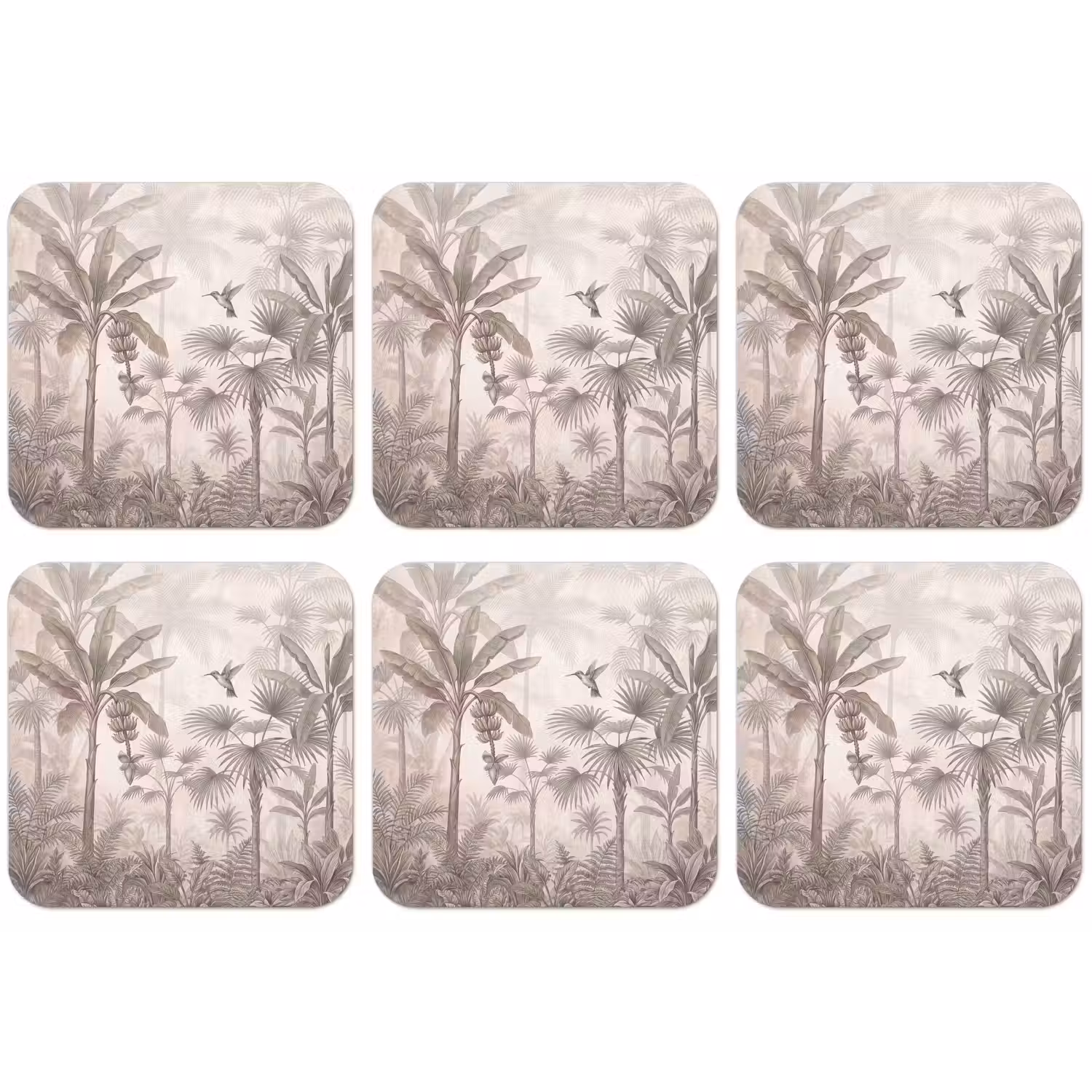 Jungle - Banenboom - Kolibrie - Beige onderzetter kurk middel -zkaufland3dotto