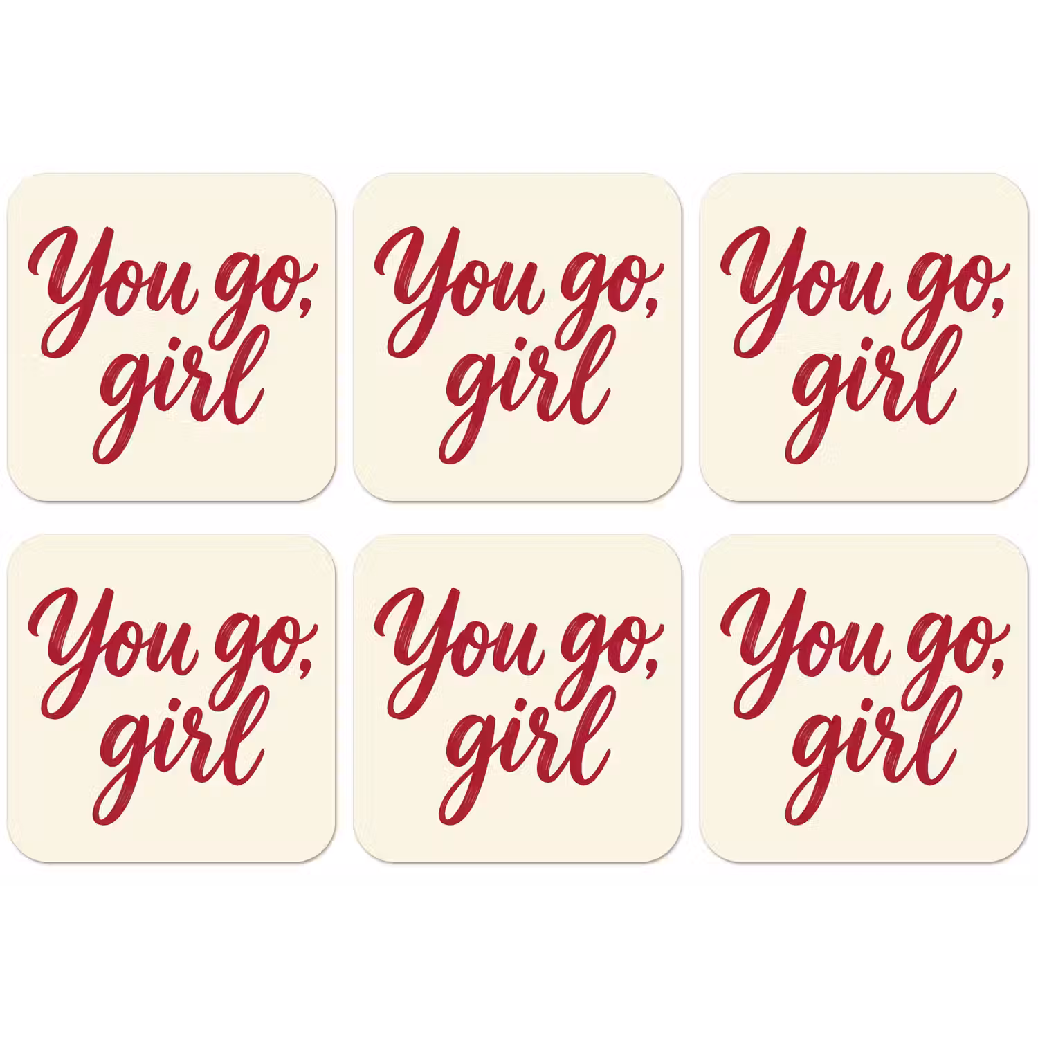 you go girl - Rood - Wit onderzetter kurk middel -zkaufland3dotto
